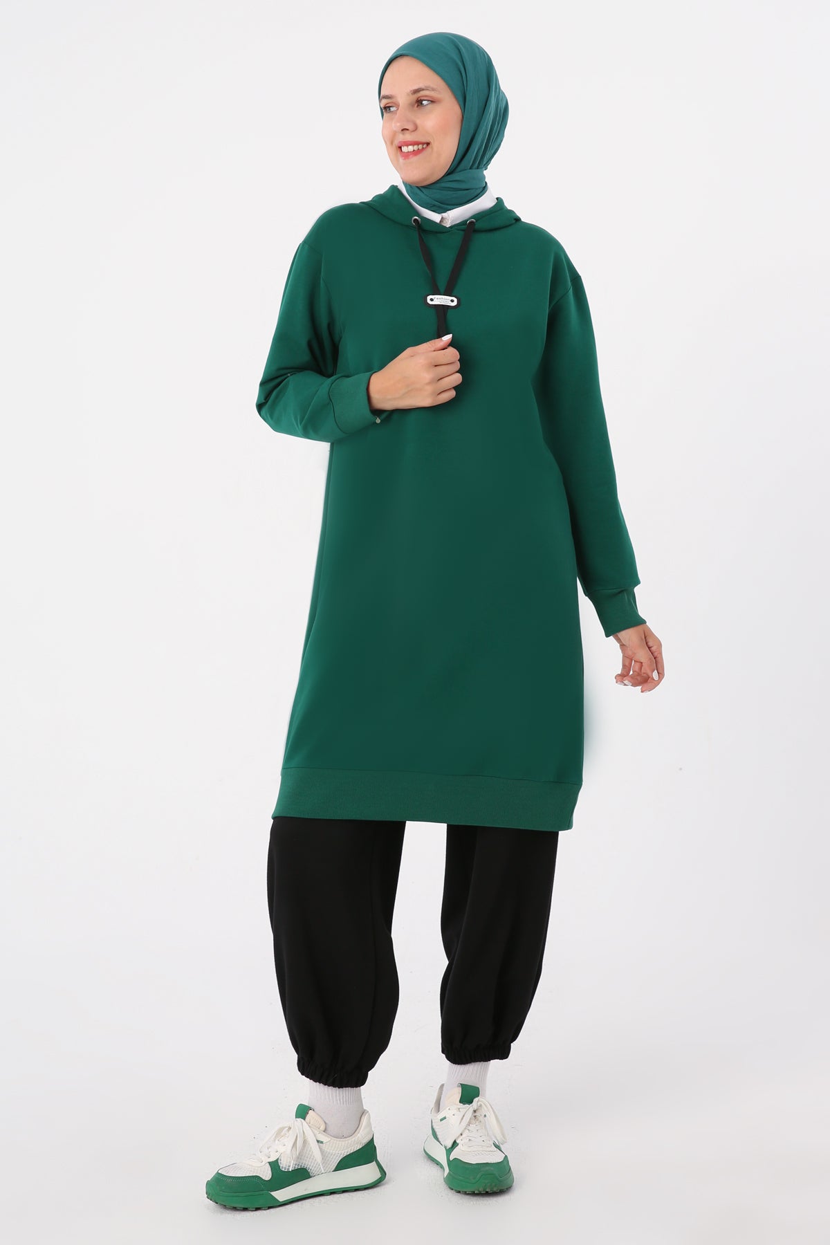 Emerald Sport Modest Oversized Hooded Tunic
