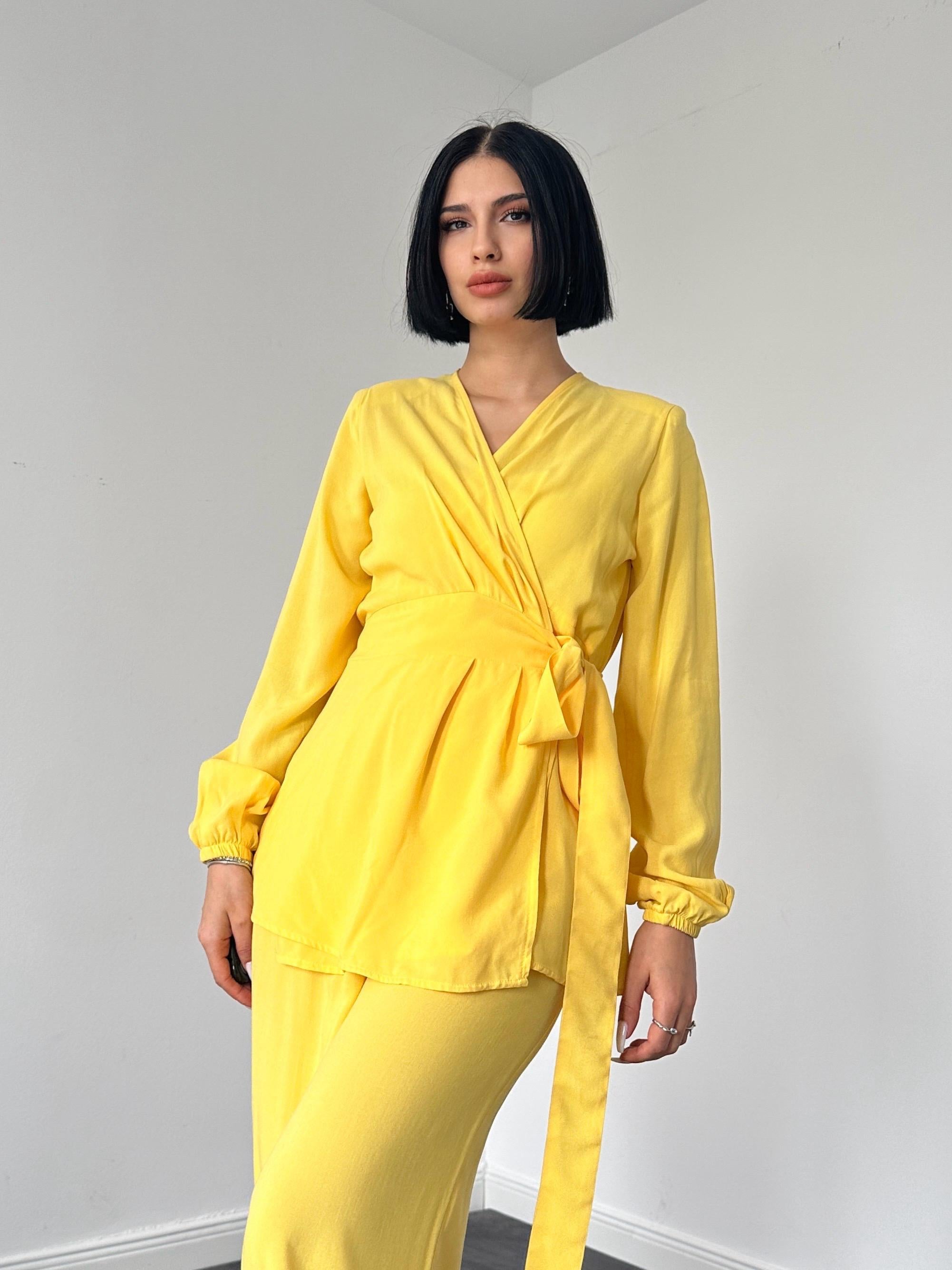 Yellow Elegant Modest Set With Balloon Leg Jogger