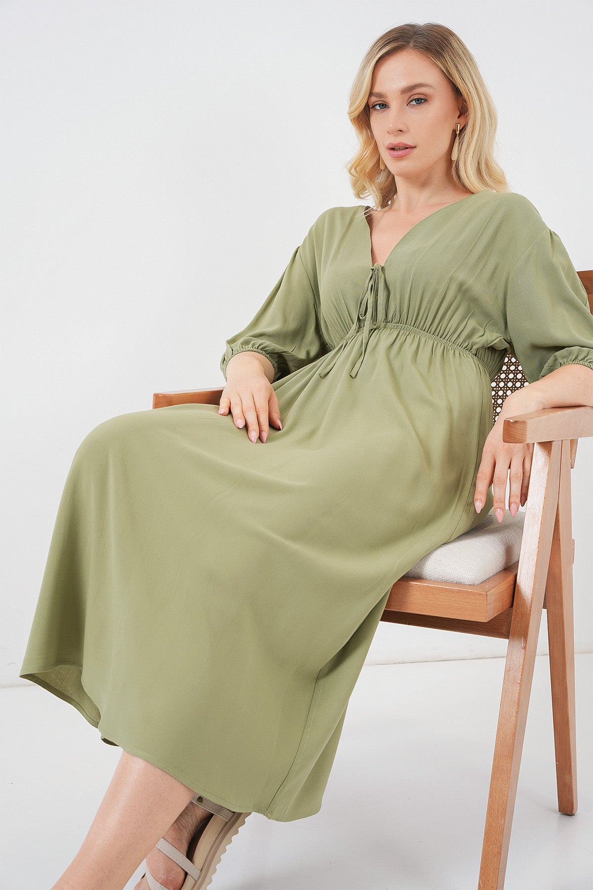 Olive Dusk Elegant Modest A-Line Midi Dress