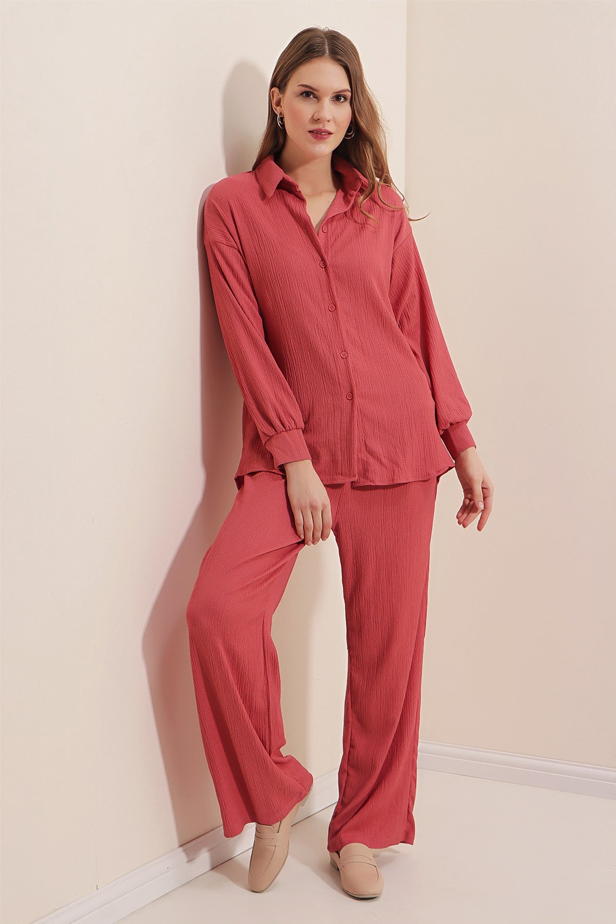 dried rose ease modest textured co ord set