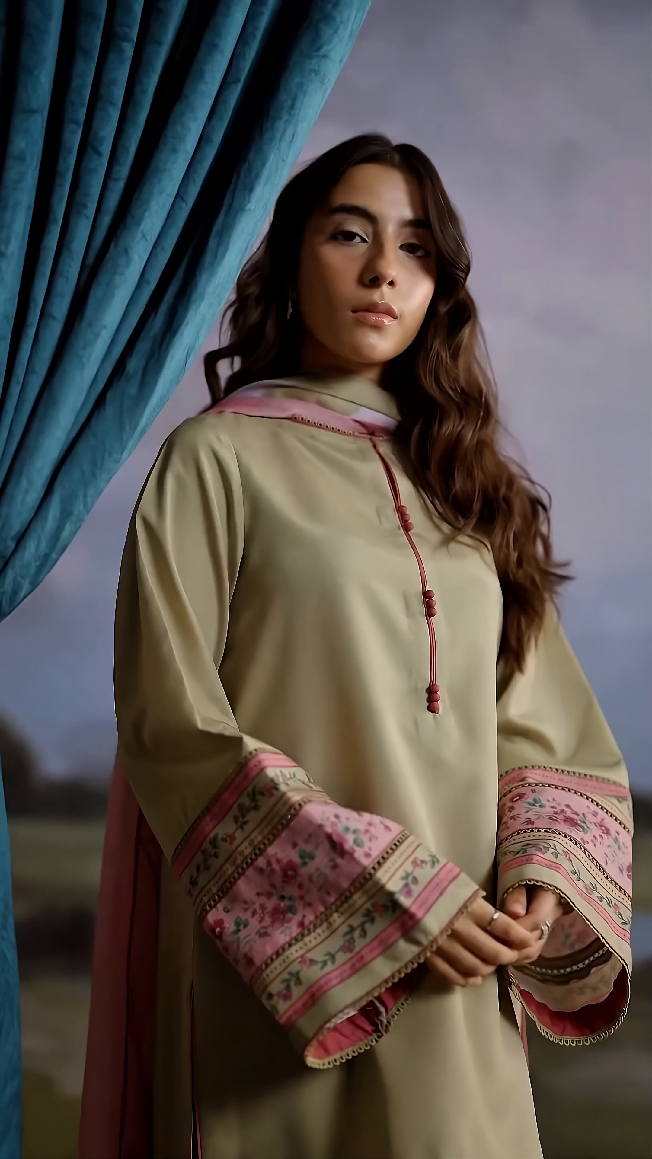 sand blush heritage modest kurta set women