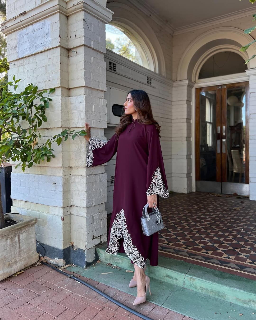 Burgundy Royale Grace Embroidered Signature Modest Co-Ord Set