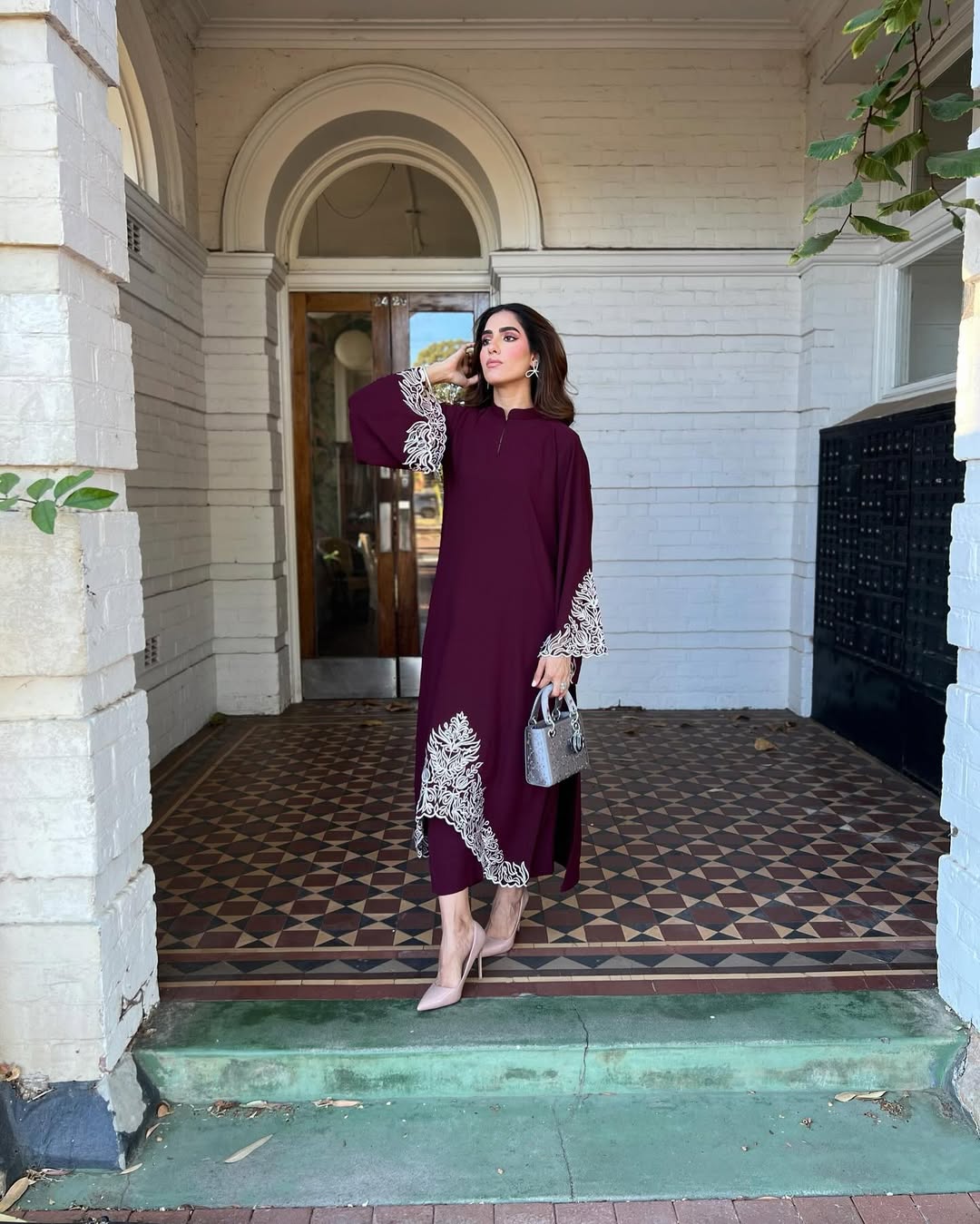 Burgundy Royale Grace Embroidered Signature Modest Co-Ord Set