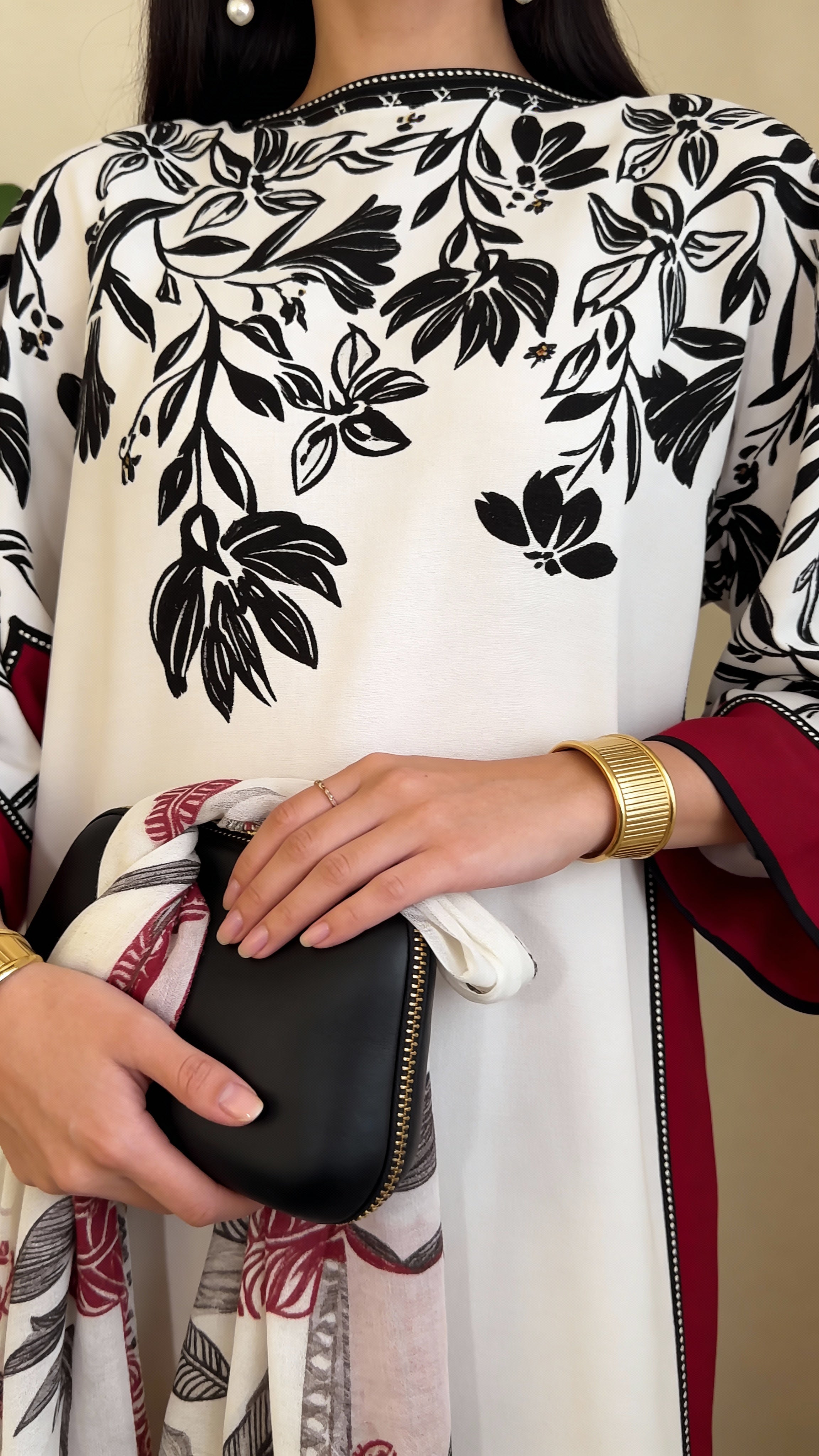 ivory black printed modest co ord haya and kalos