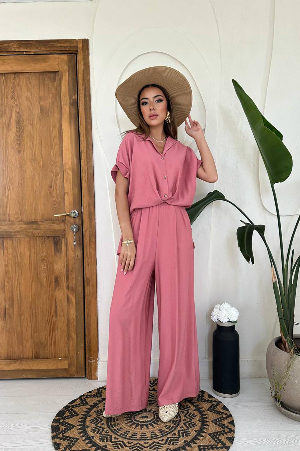 haya and kalos blush pink casual co-ord outfit