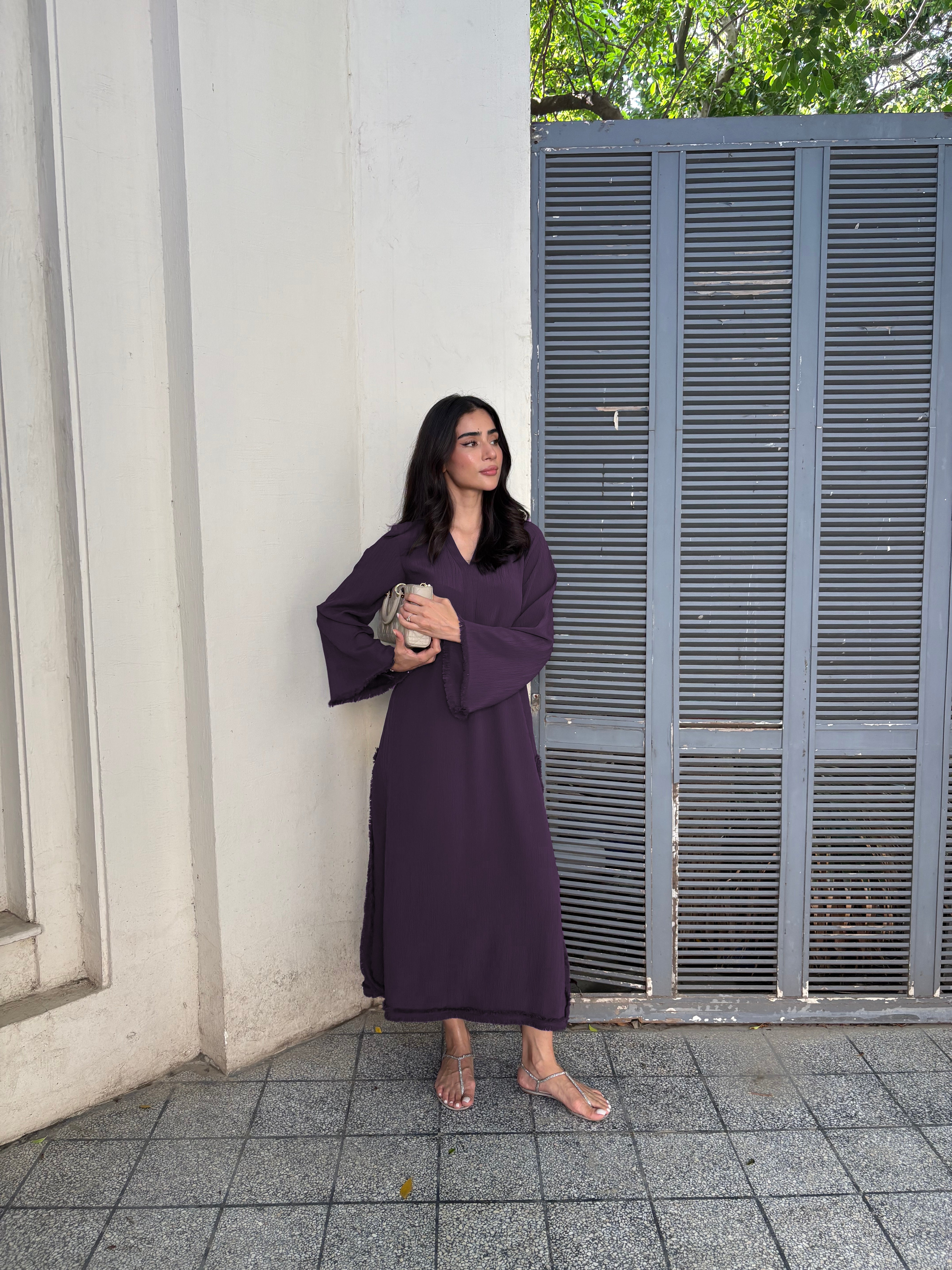 wine coloured modest everyday dress