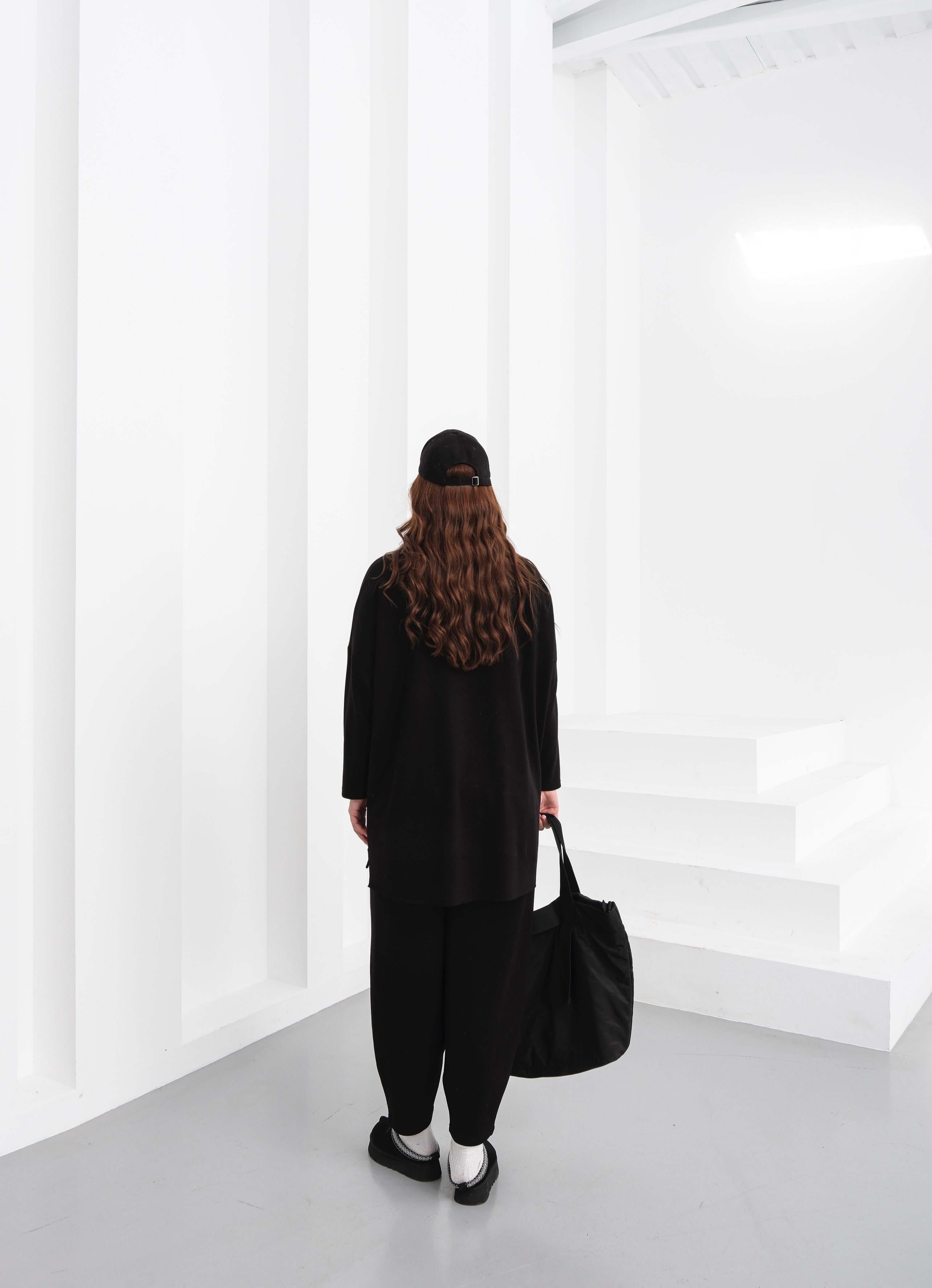 black oversized cotton tracksuit for women