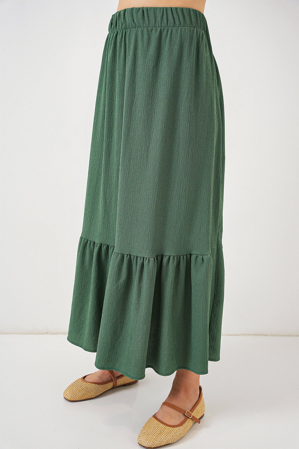 Green Modest Maxi Casual Skirt for women
