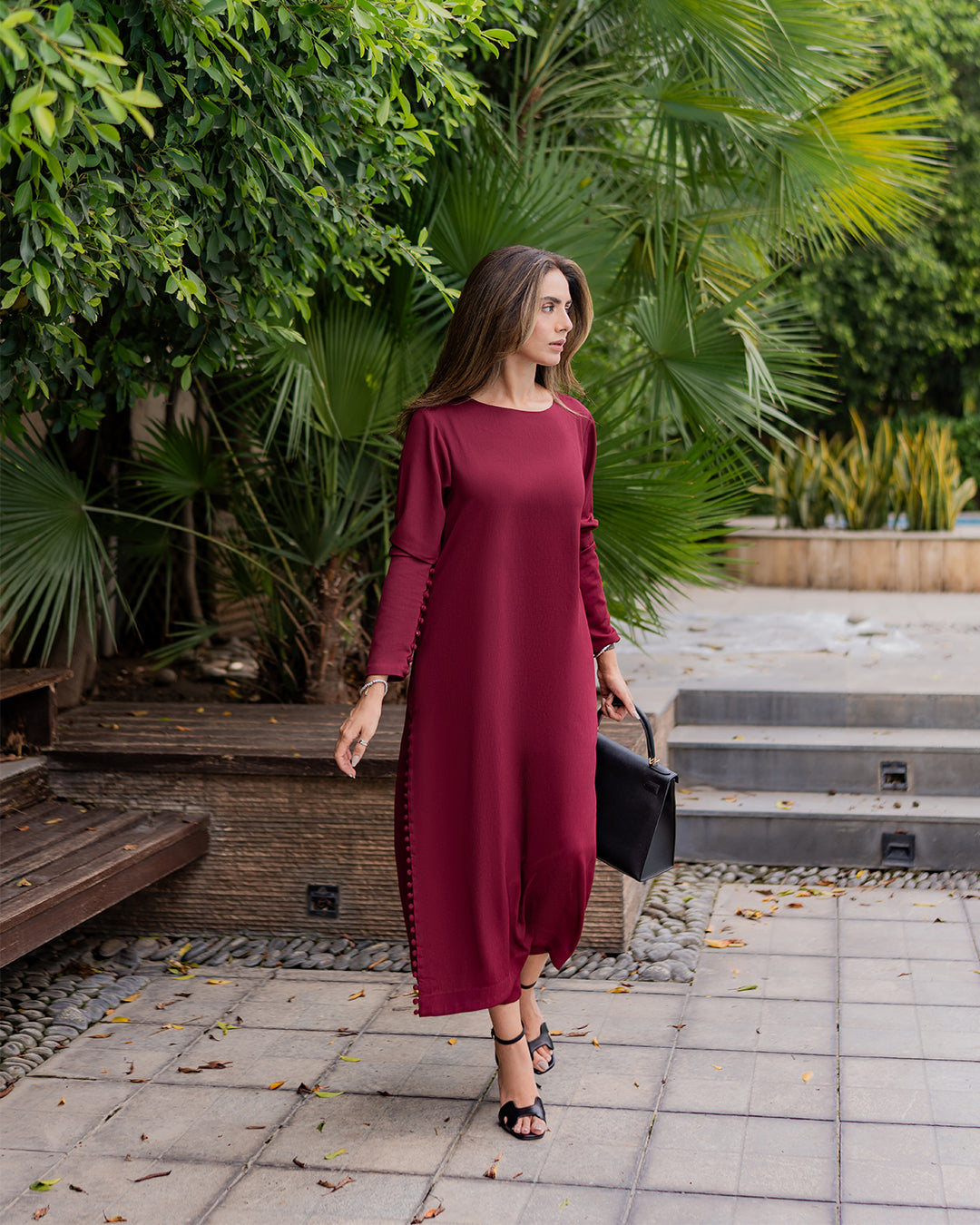 Berry Straight Modest Kurta Dress