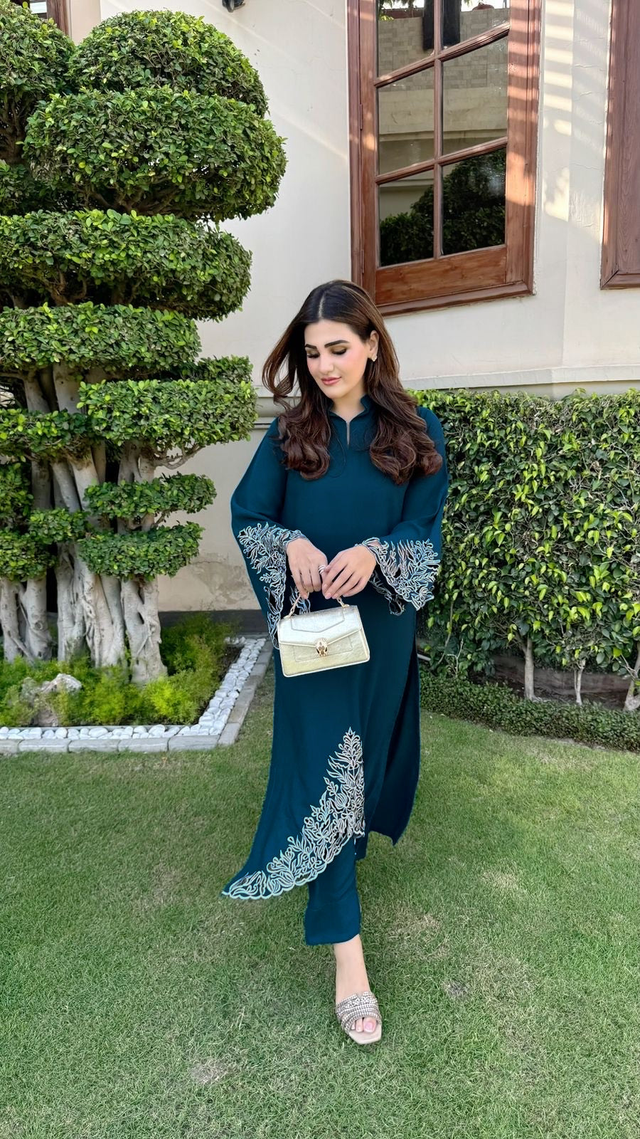 Teal Royale Grace Embroidered Signature Modest Co-Ord Set