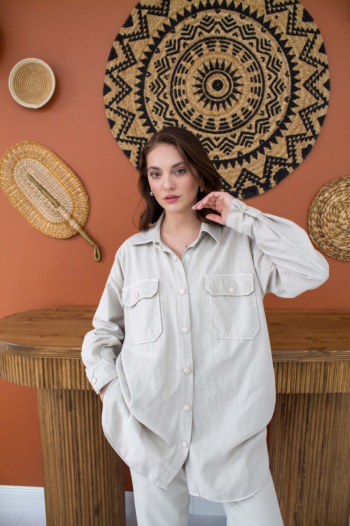 Premium Washed Beige Shirt & Trousers Co-Ord Set