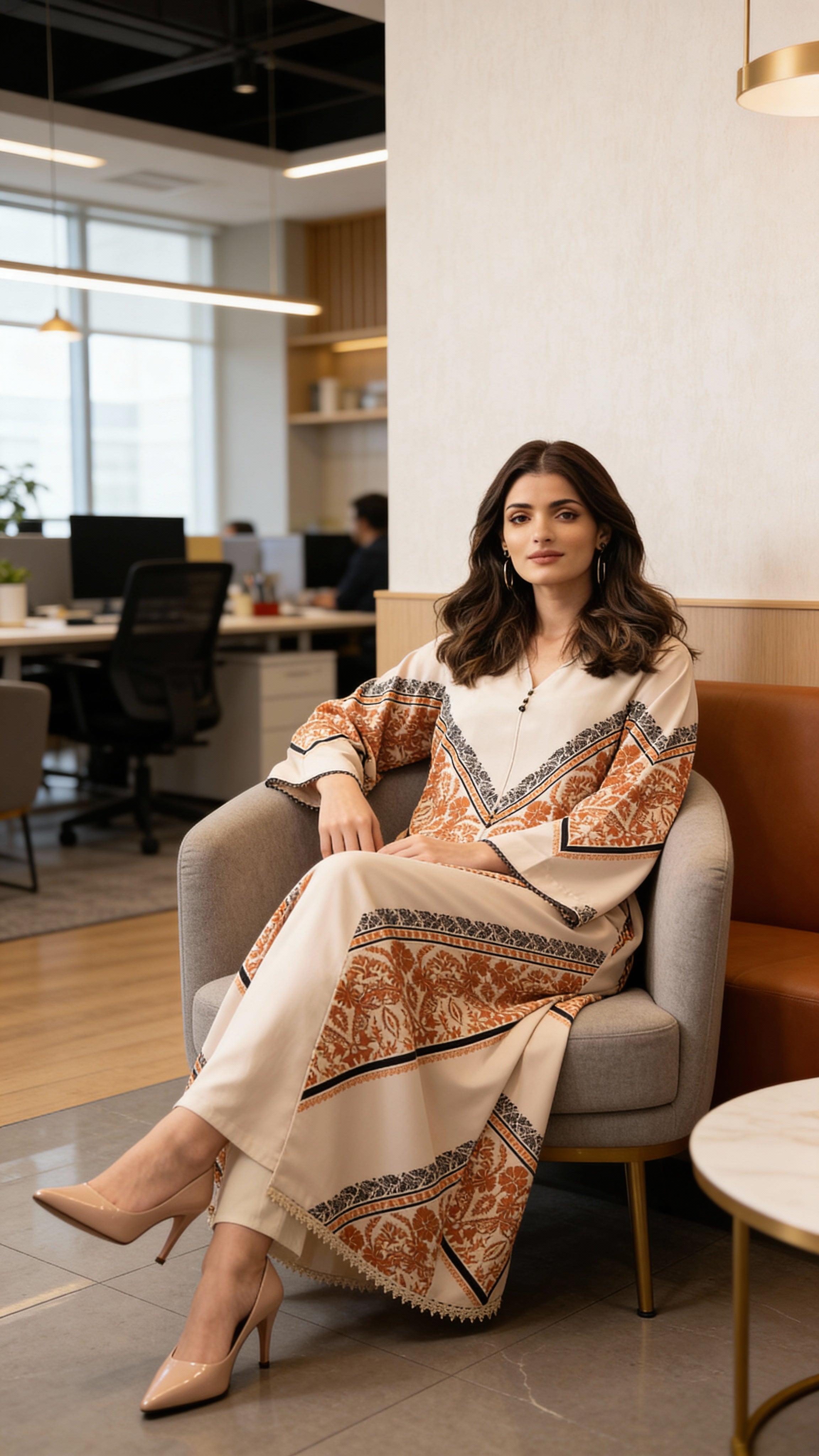 premium crepe printed modest two piece suit