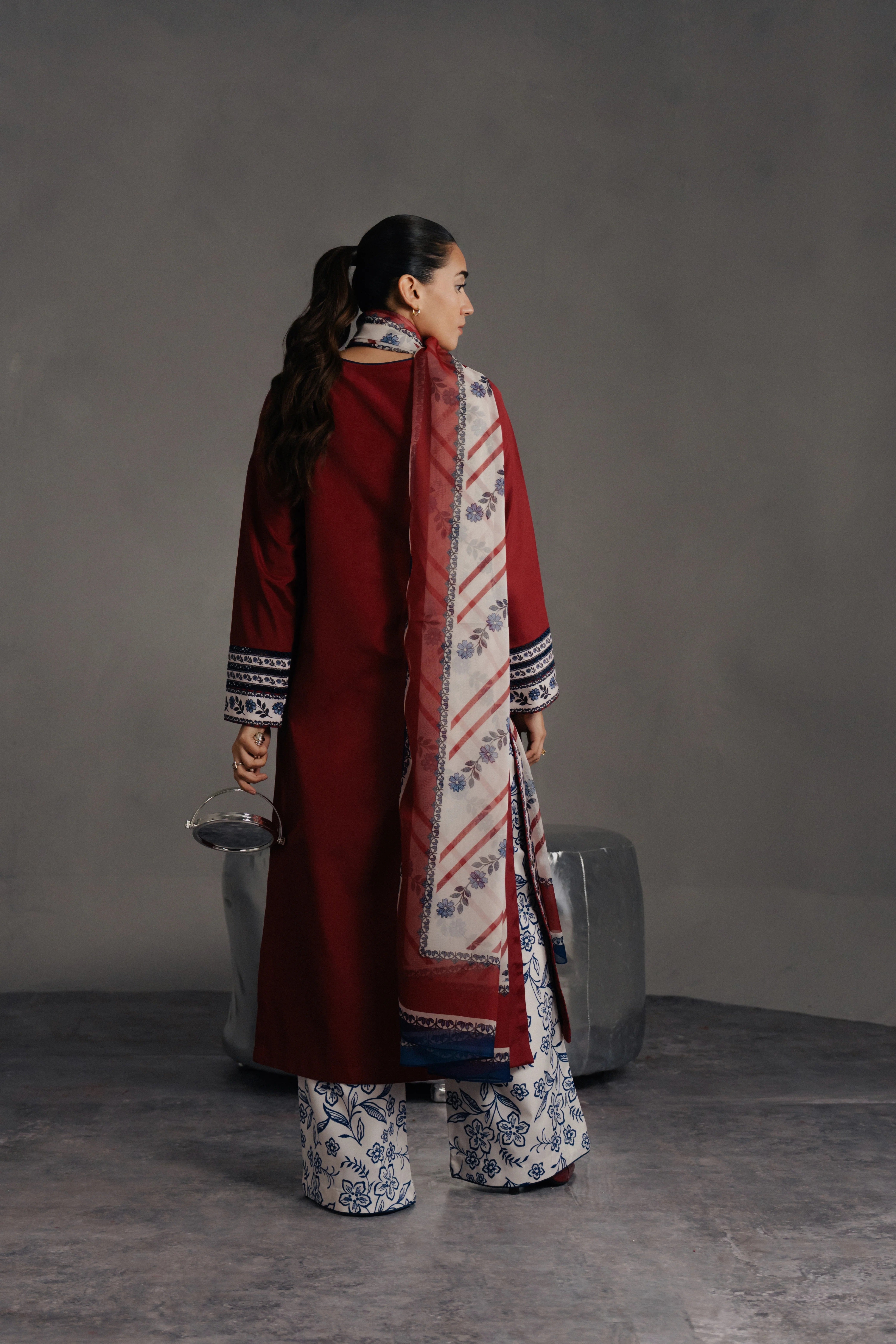 rust heritage modest kurta set women