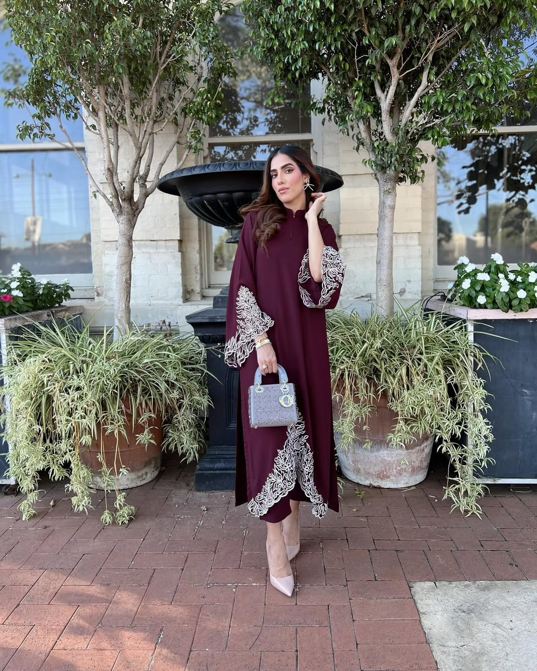 Burgundy Royale Grace Embroidered Signature Modest Co-Ord Set
