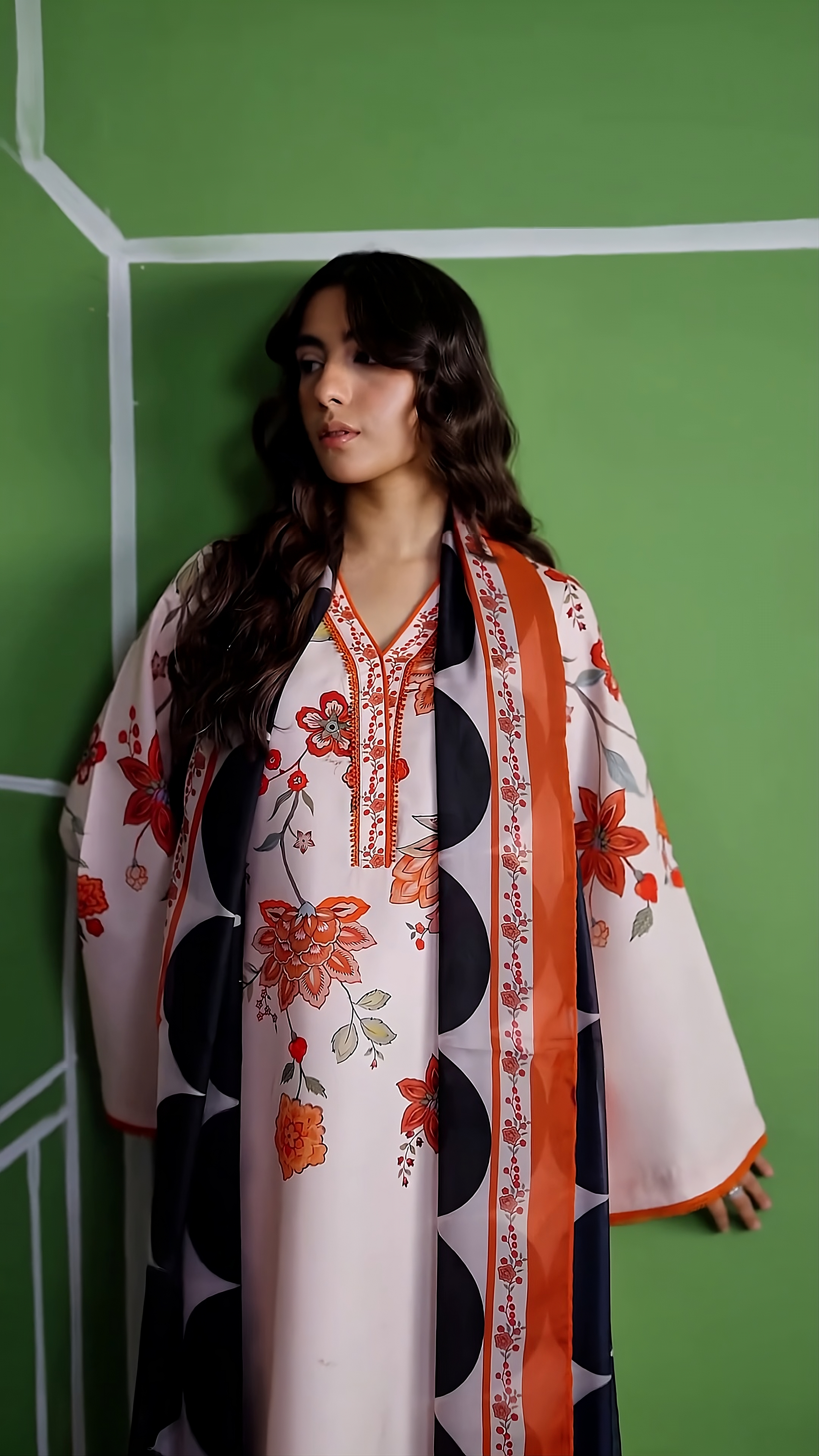 Ivory Ember Floral Modest Co-Ord Set with Scarf