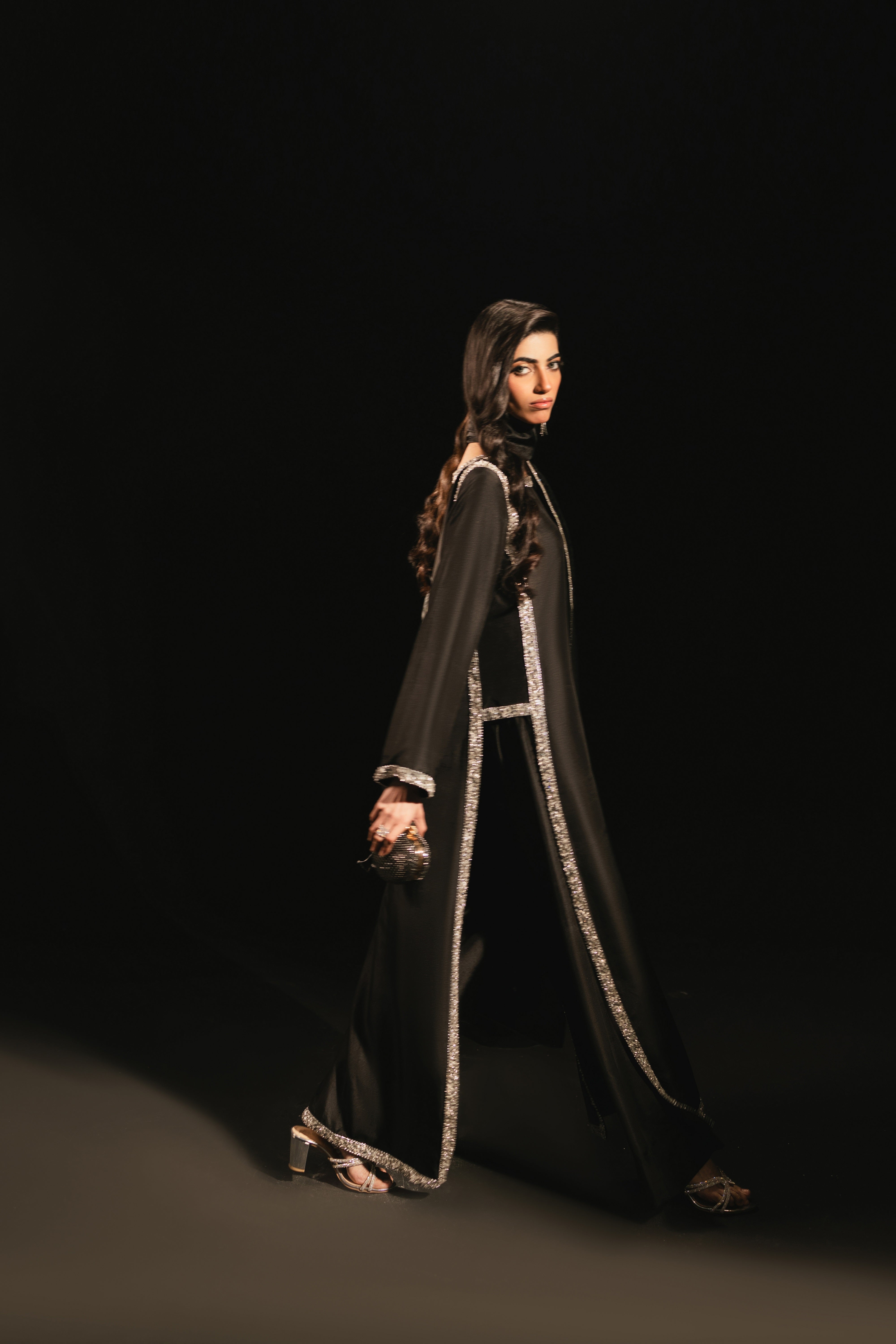 elegant black modest evening coord set women