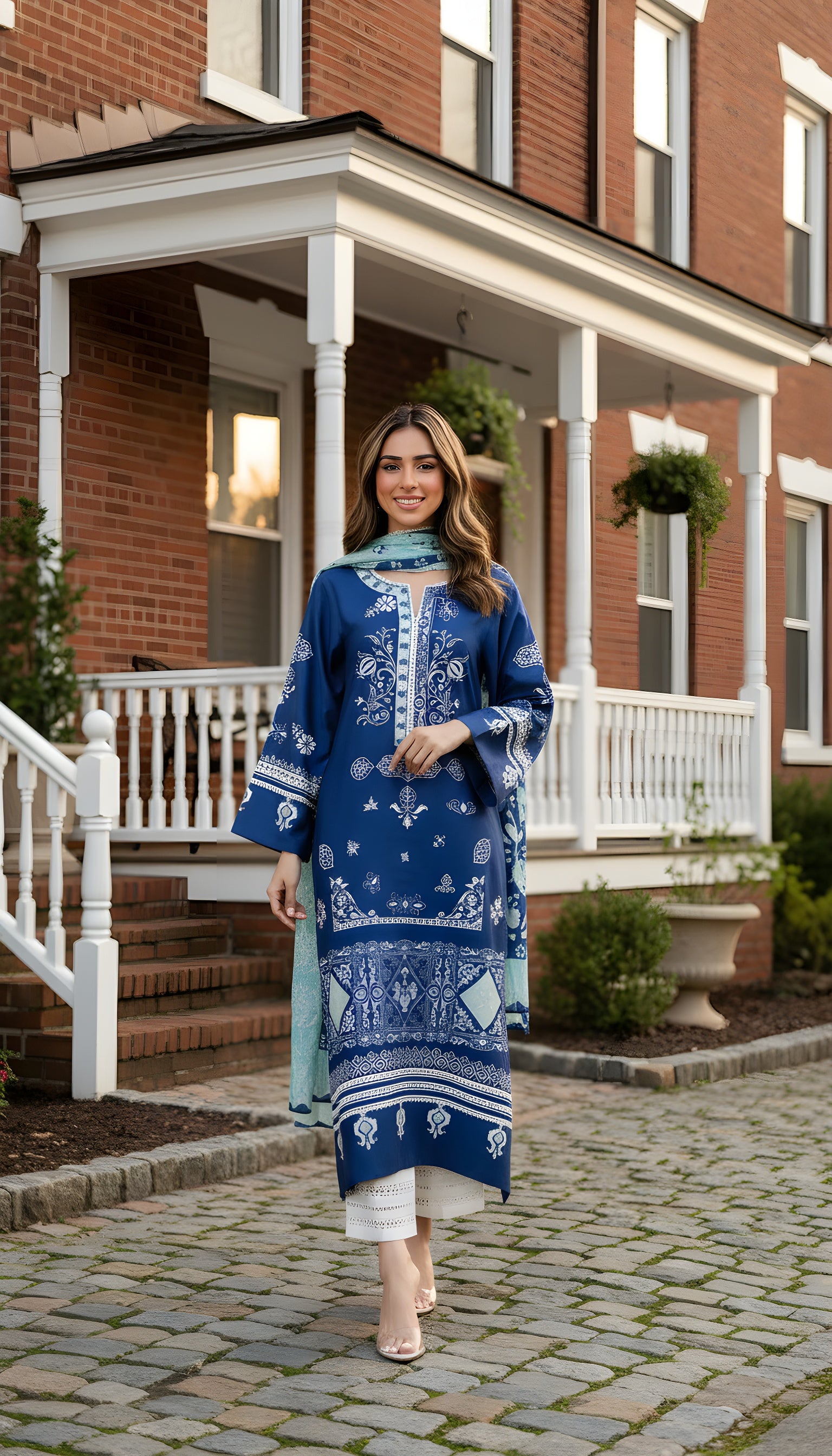 cotton satin kurta and organic cotton pants set