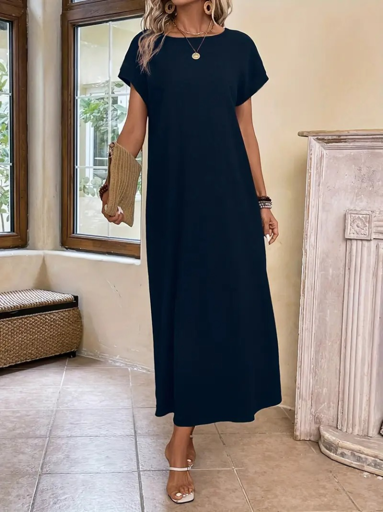 Modest navy maxi dress by Haya & Kalos