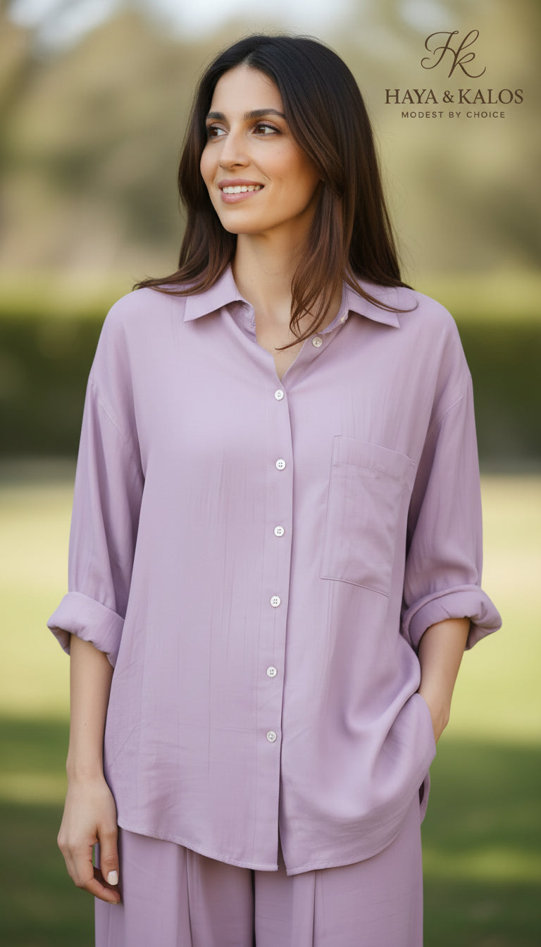 salmon blush crushflow modest co ord set