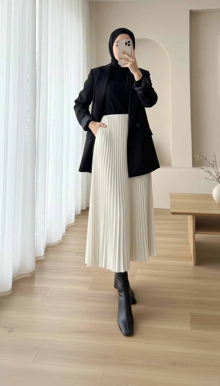 everyday pleated modest skirt haya and kalos