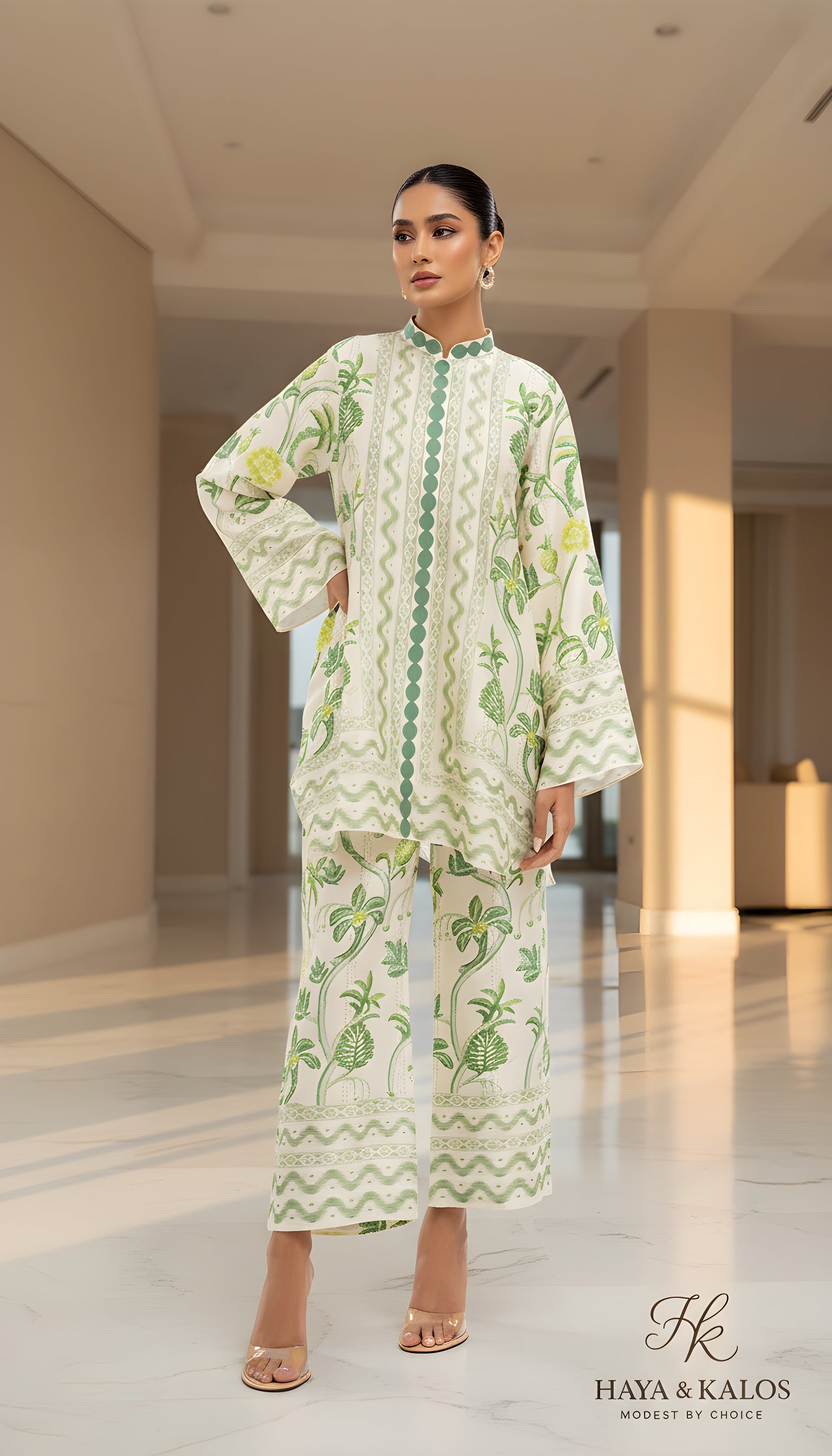 modest two piece printed co ord set korean BSY