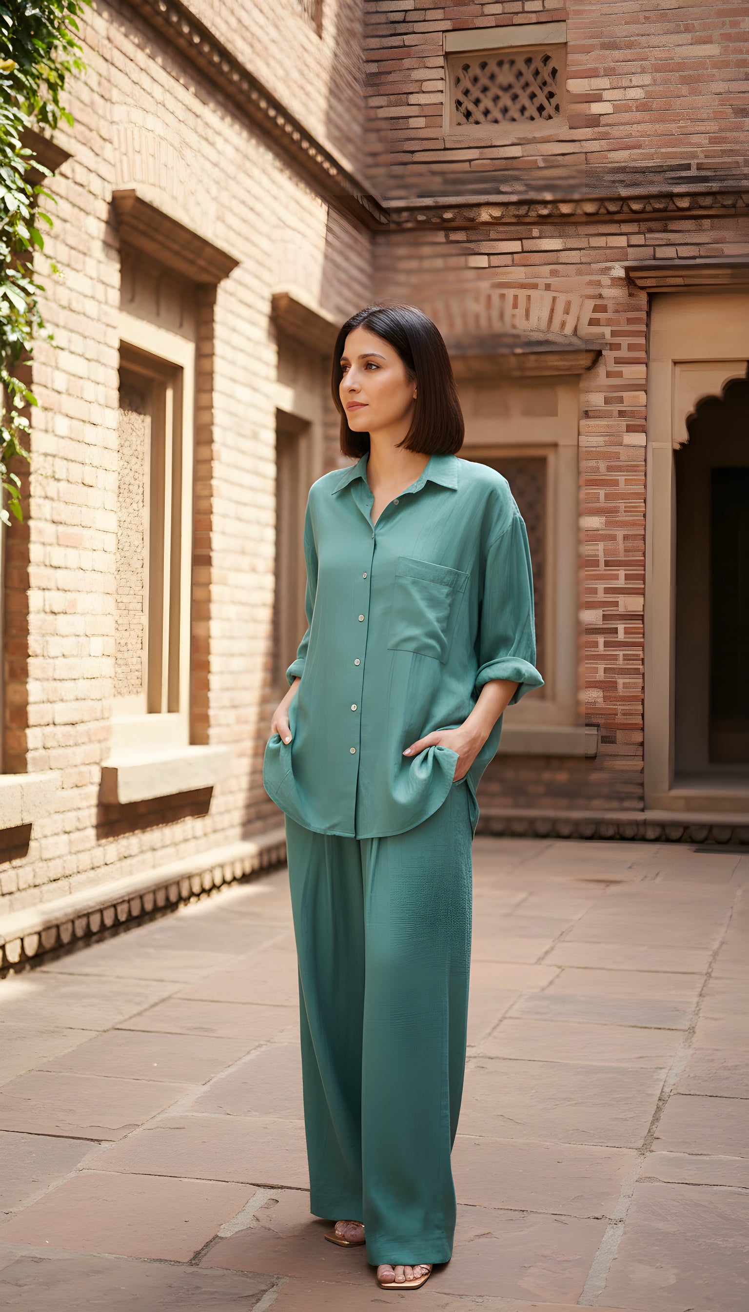 mint wide leg pants co ord haya and kalos