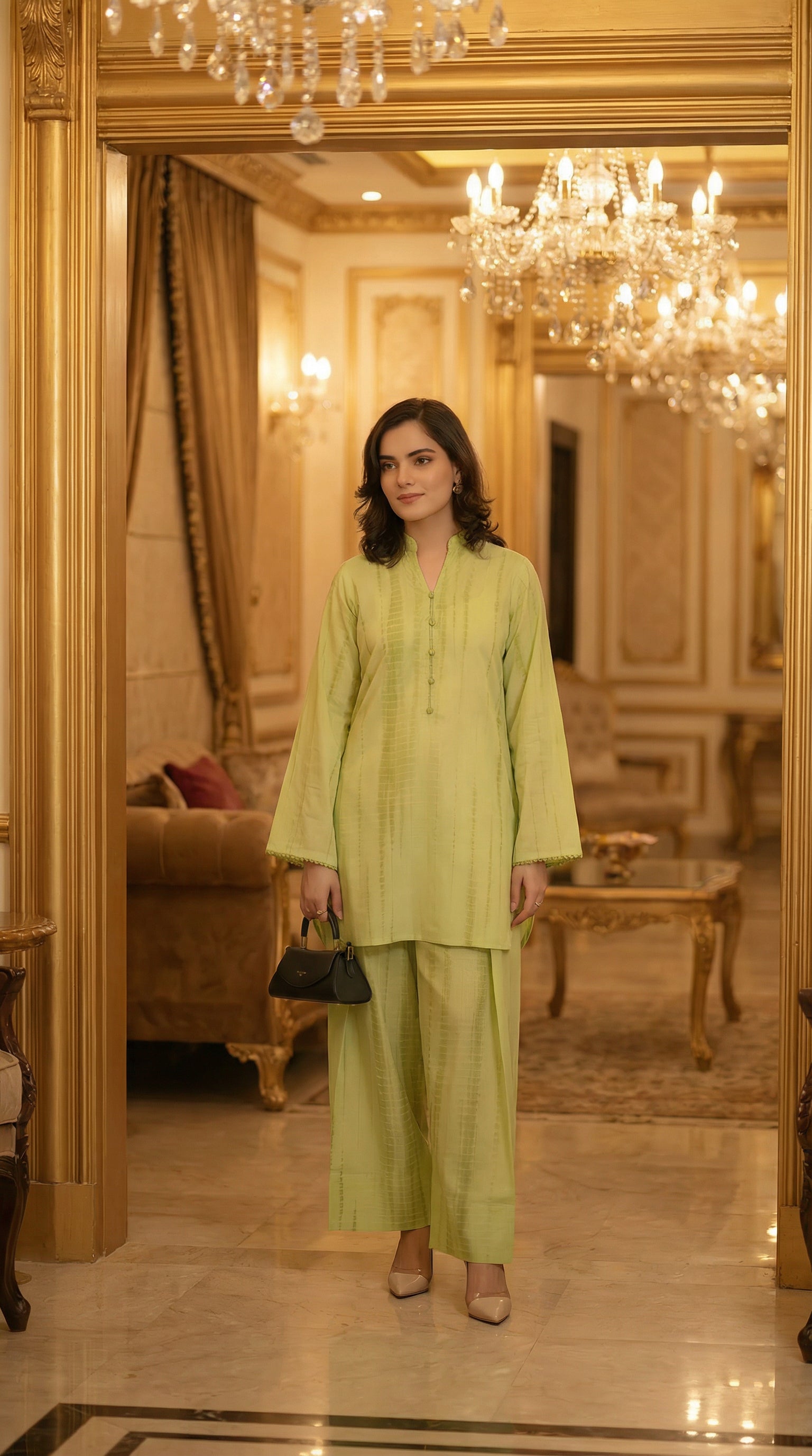 lime whisper tie dye modest farshi co ord set