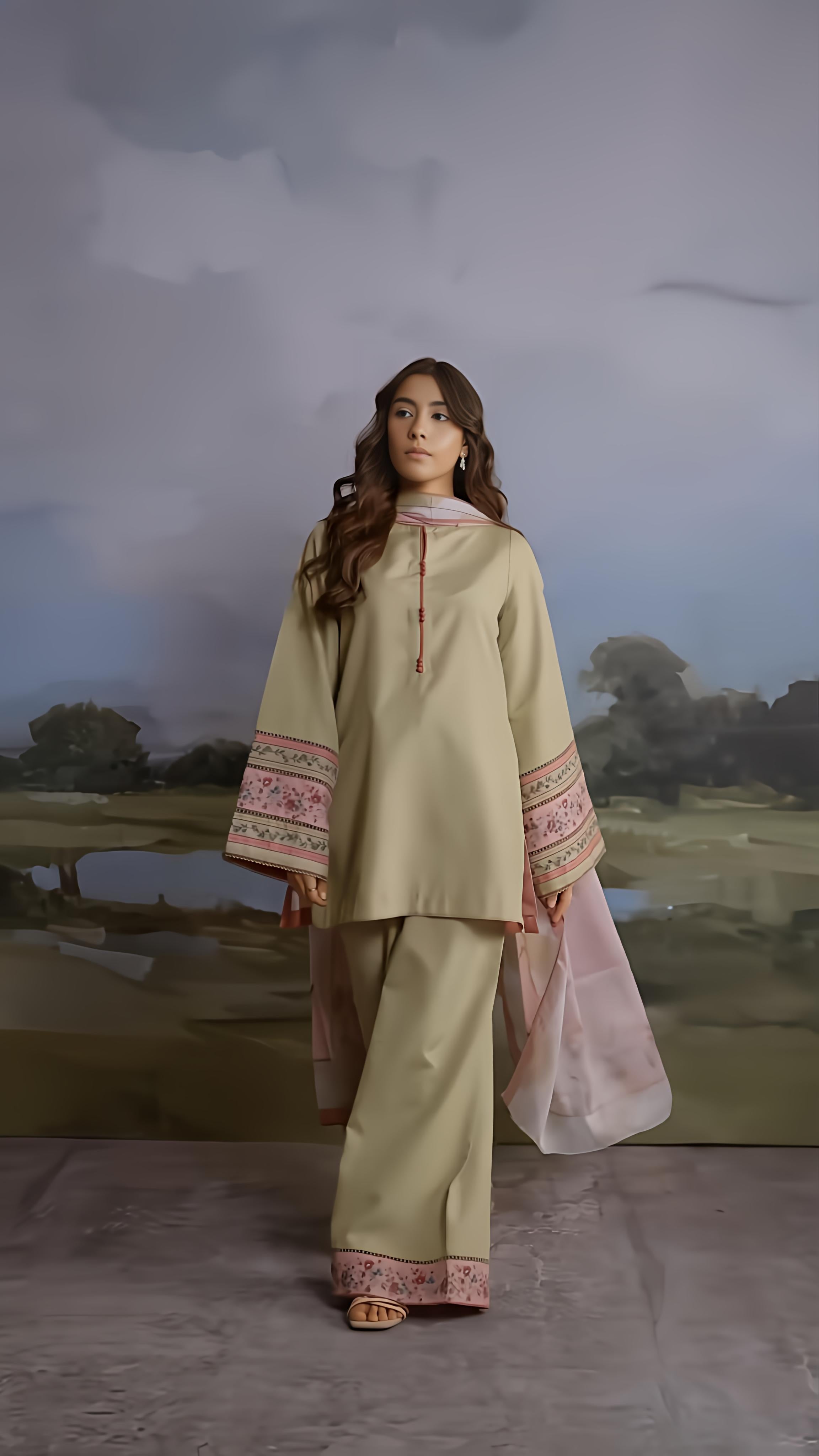 soft neutral modest kurta outfit women