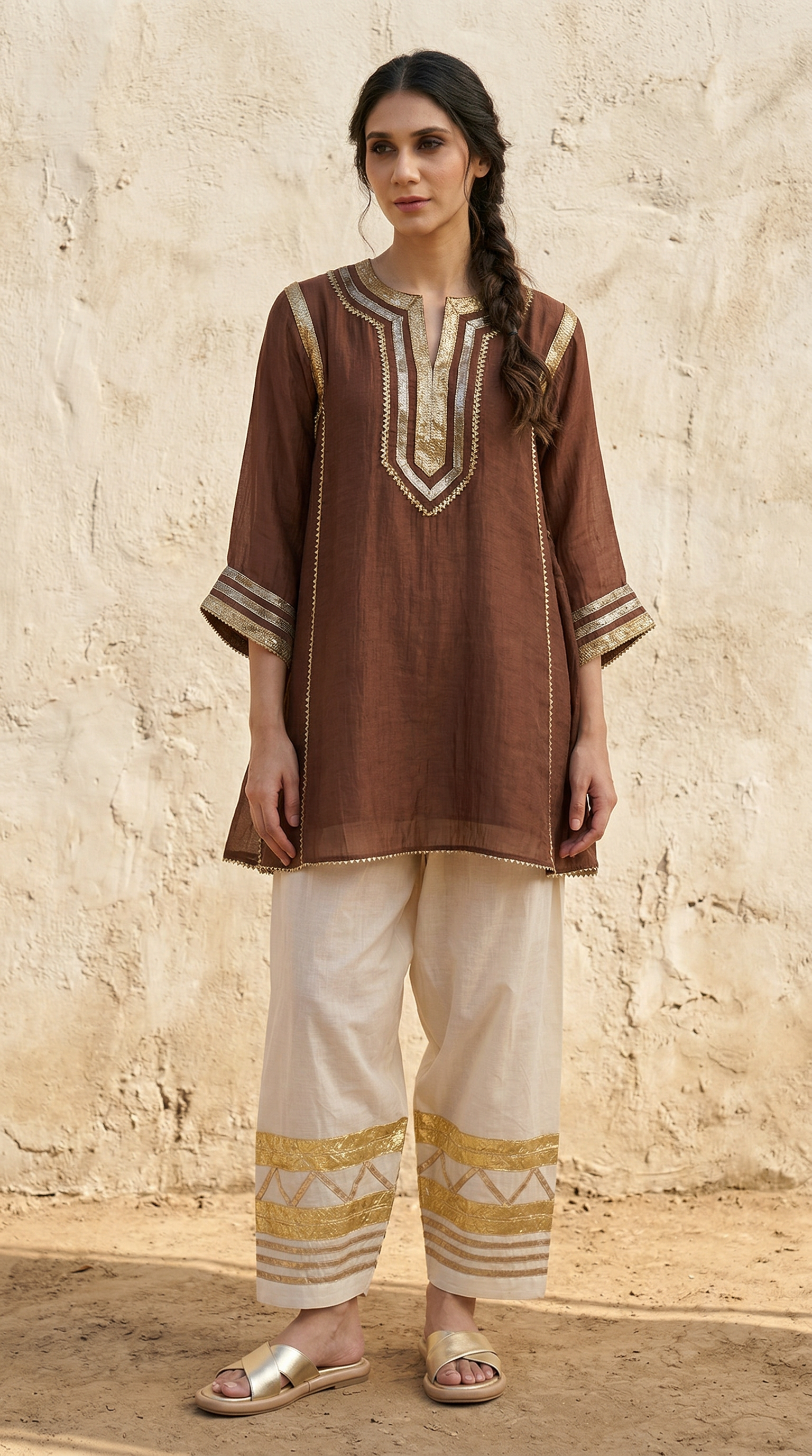 Rust Noor Heavy Gota Patti Signature Modest Kurta Set