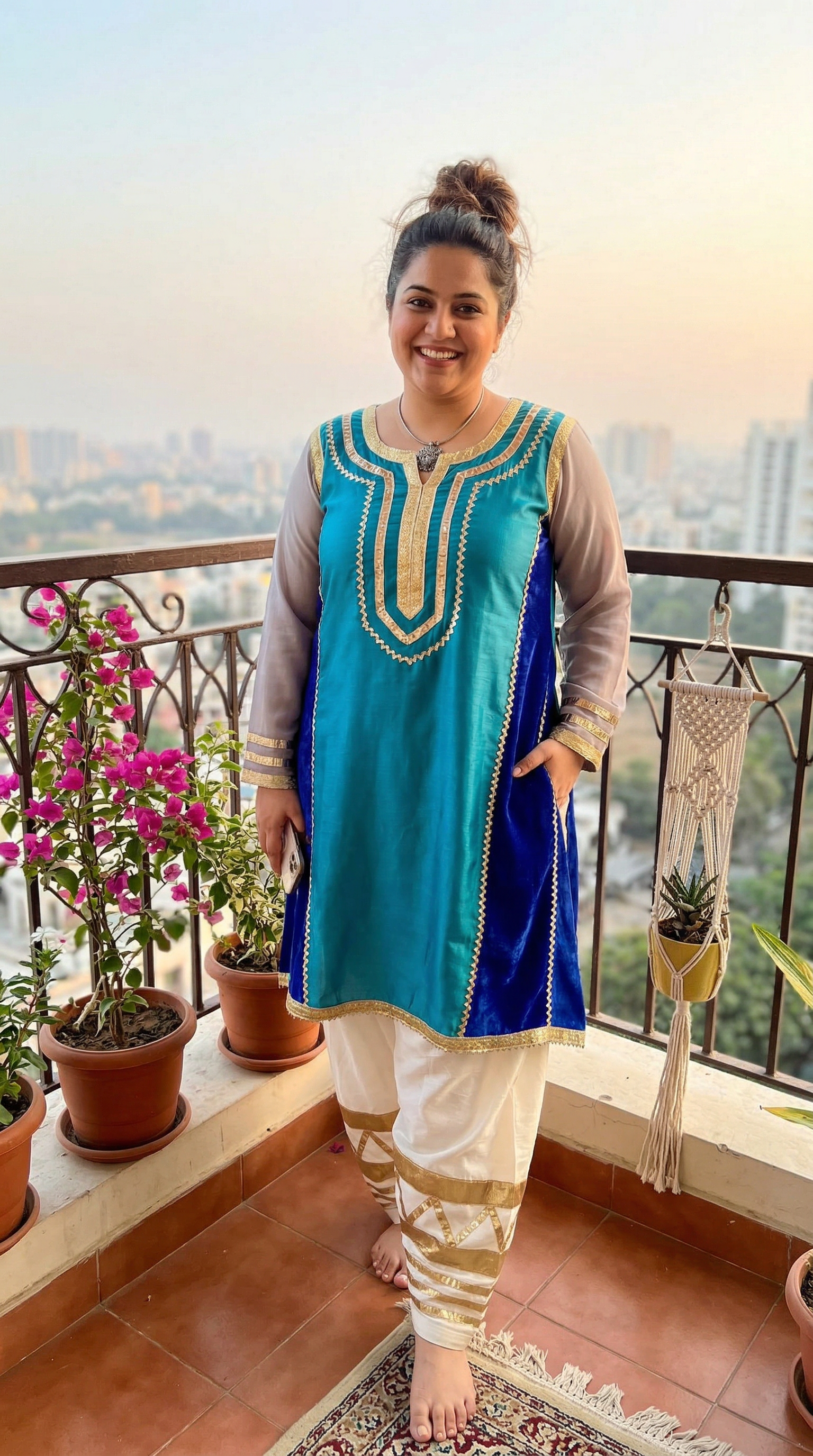 Royal Teal Noor Heavy Gott Patti Signature Modest Kurta Set