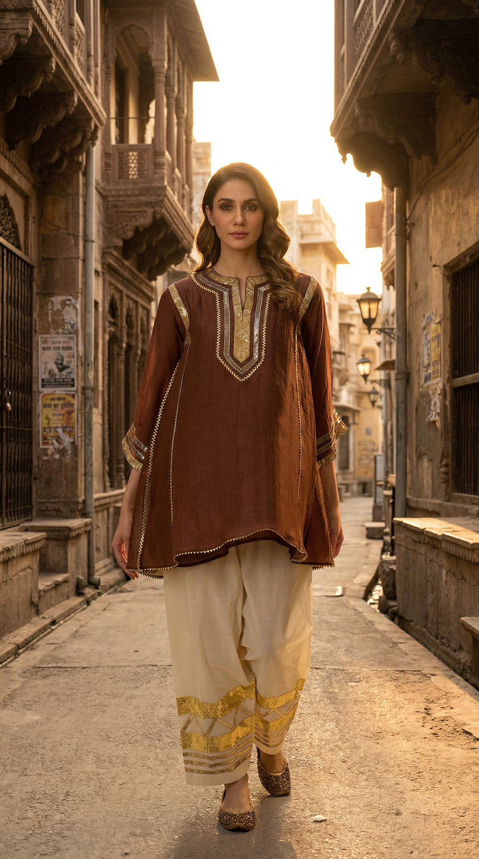 Rust Noor Heavy Gota Patti Signature Modest Kurta Set
