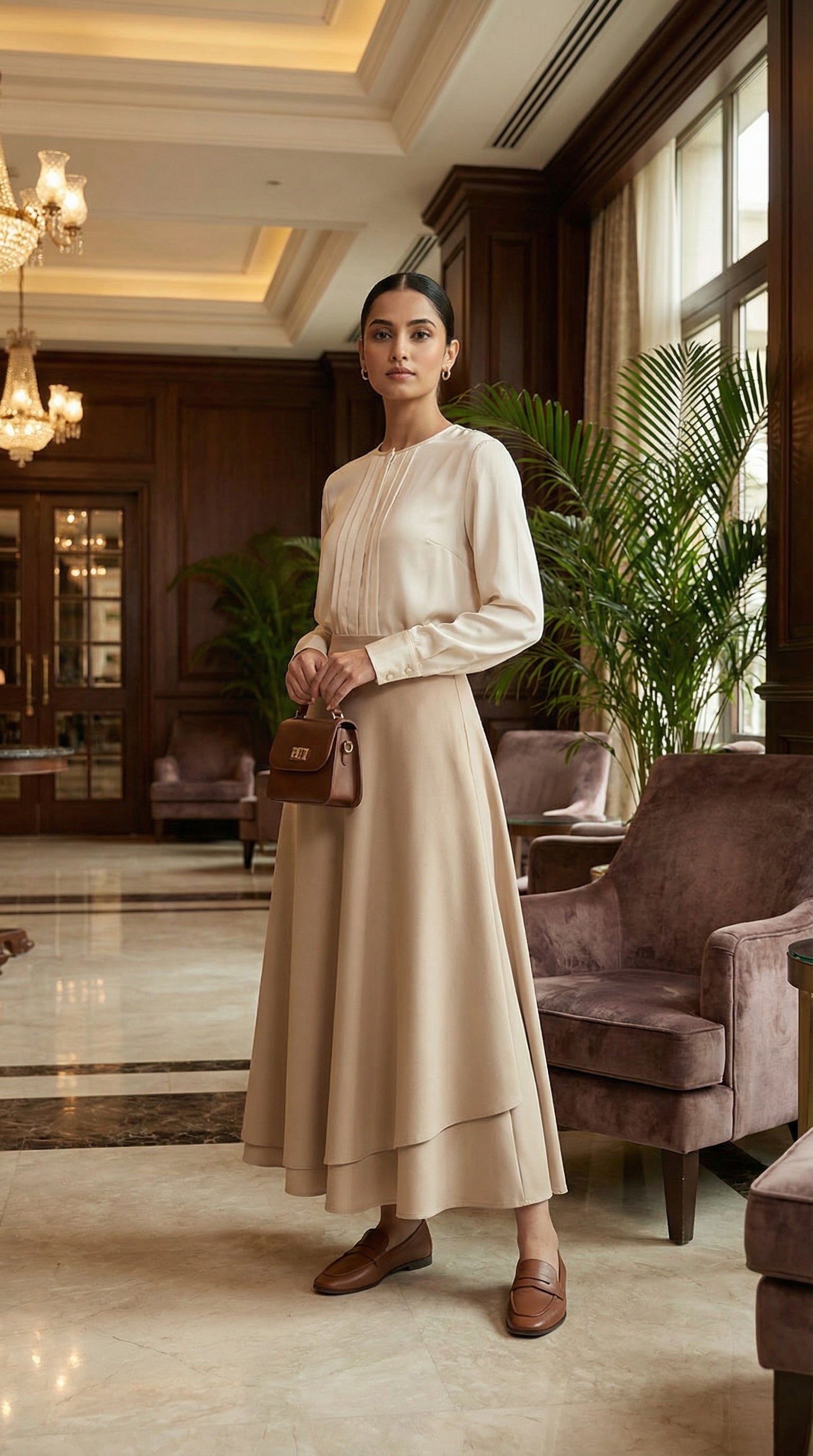 premium Beige Wrap Scuba Skirt for women in India online