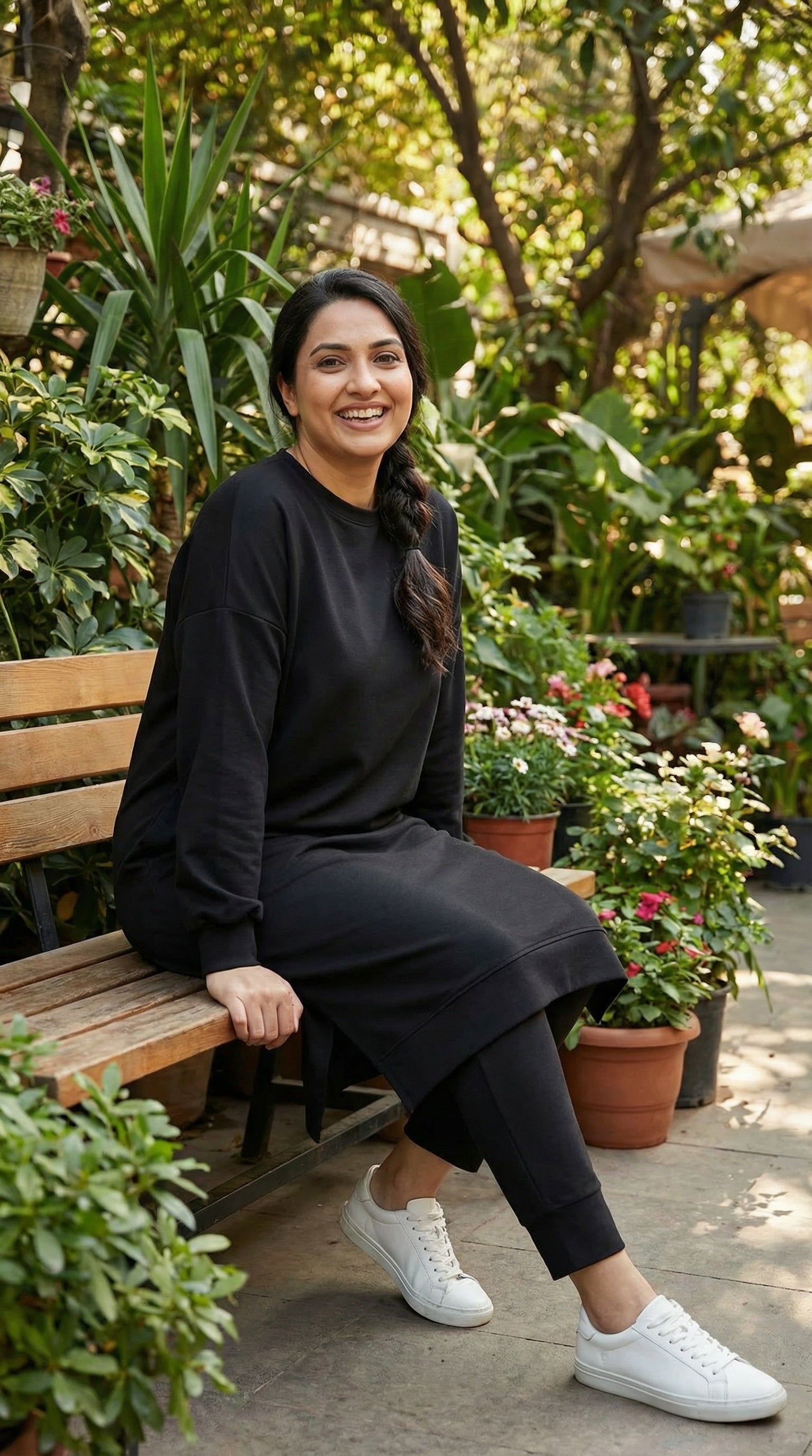 Black Sport Modest Athleisure Longline Tunic