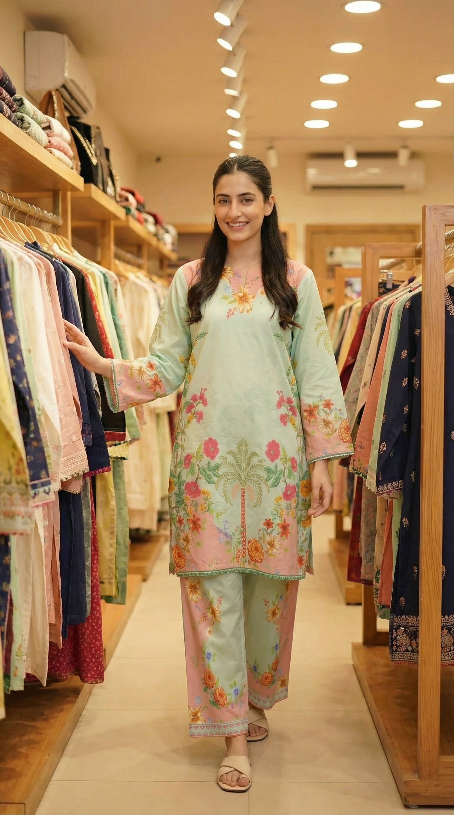 pastel floral printed coord set women