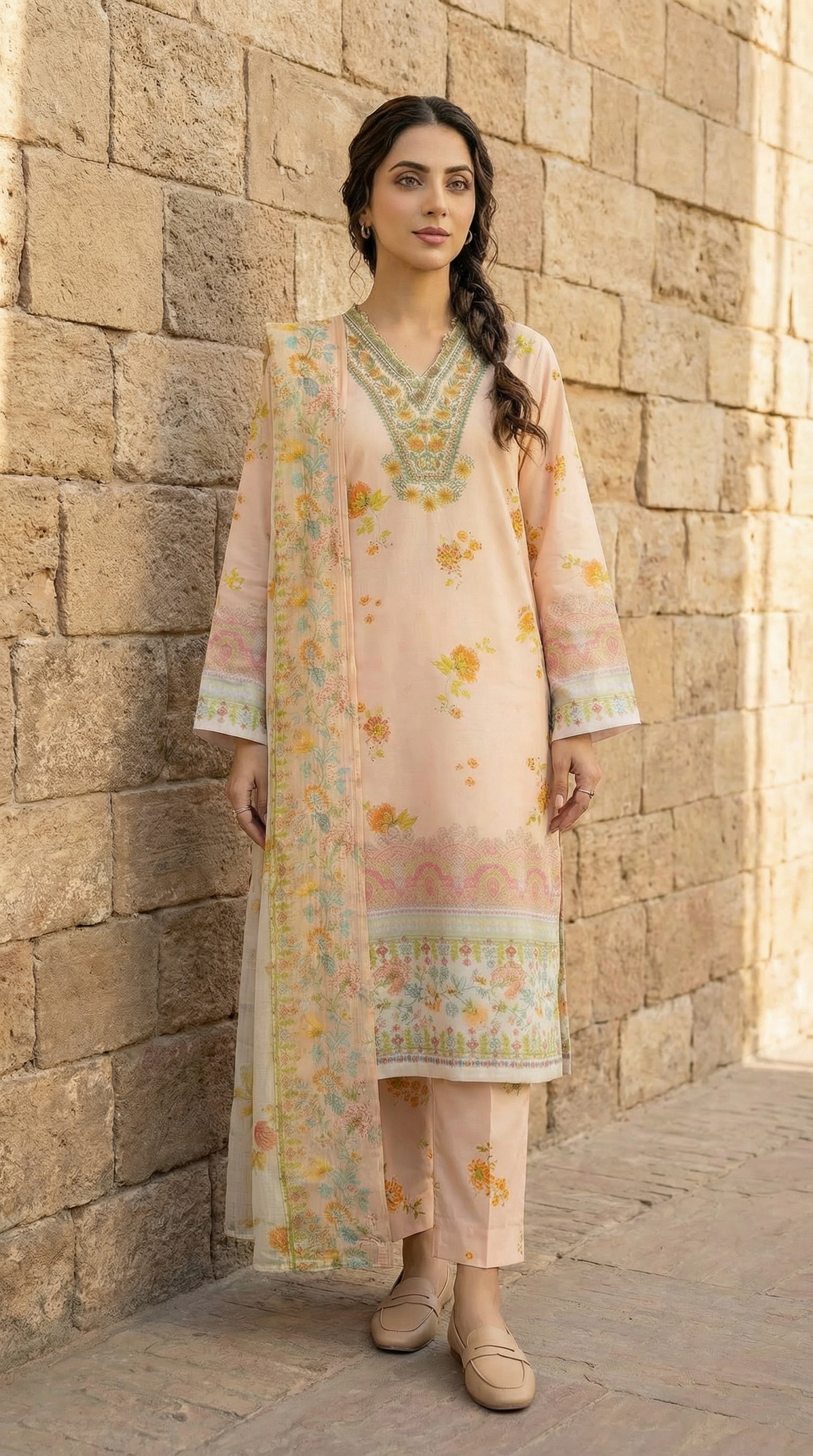 breathable modest floral three piece suit