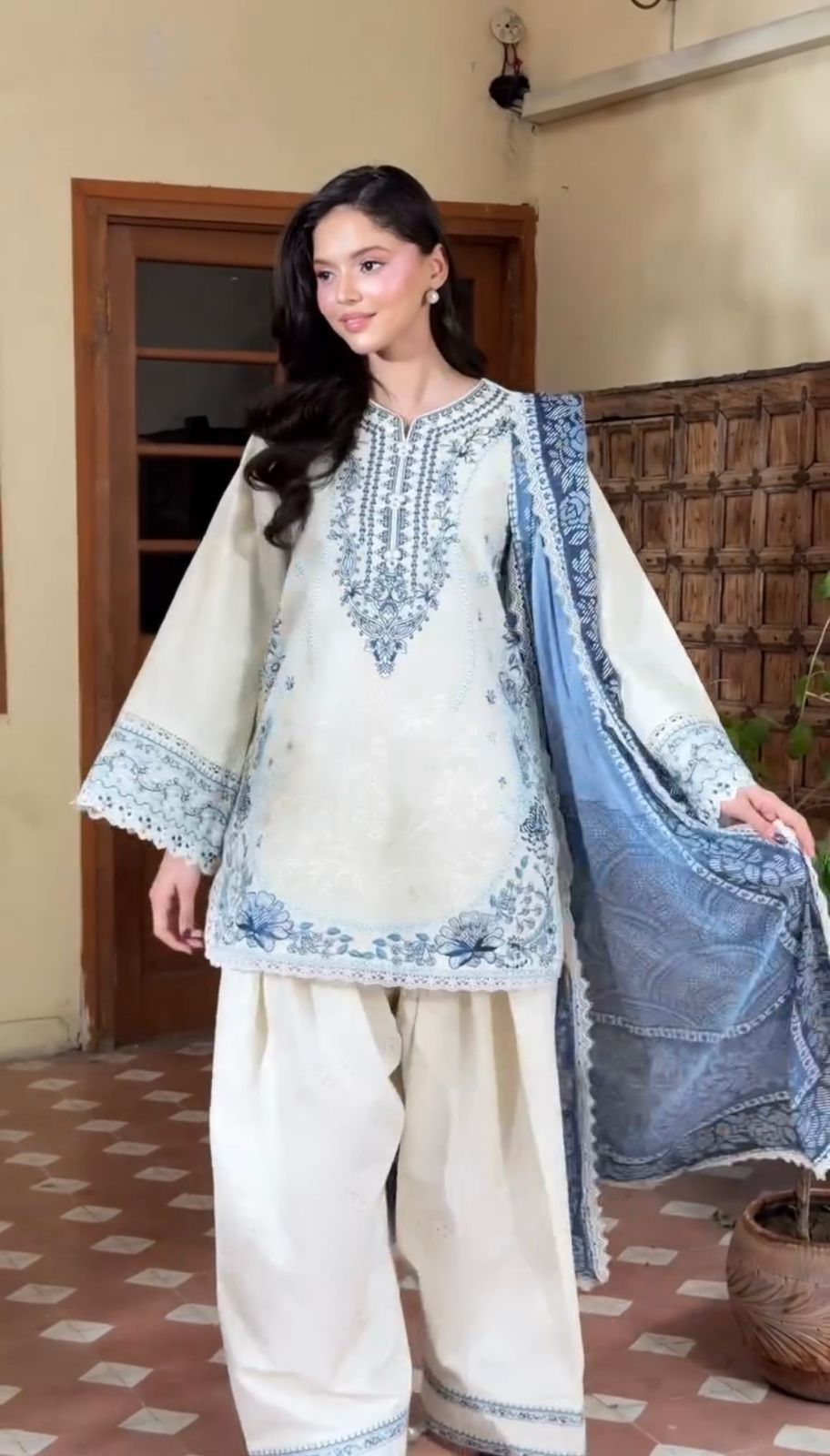 blue whisper signature farshi modest co ord set