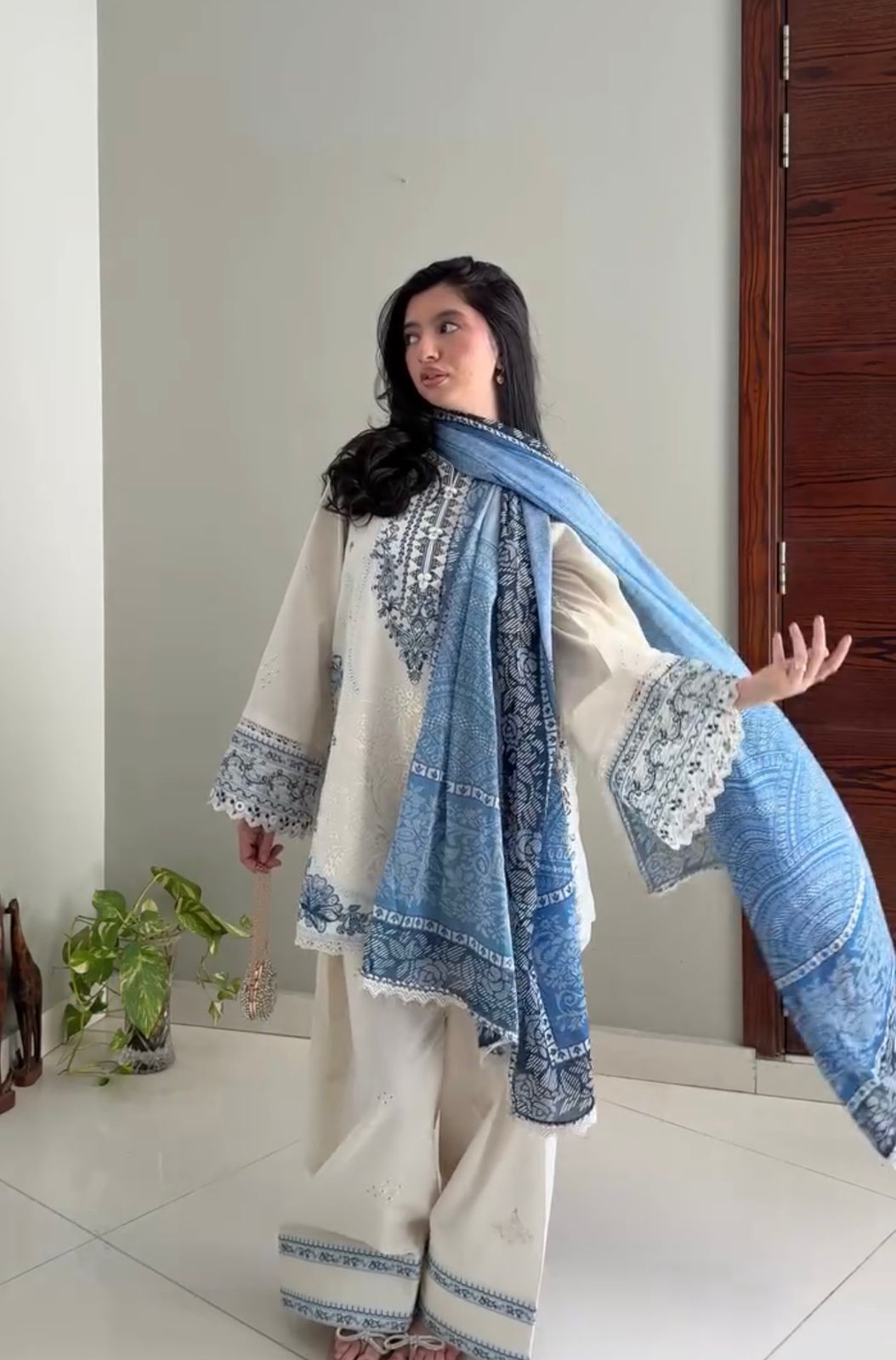 gpo lace embroidered farshi set