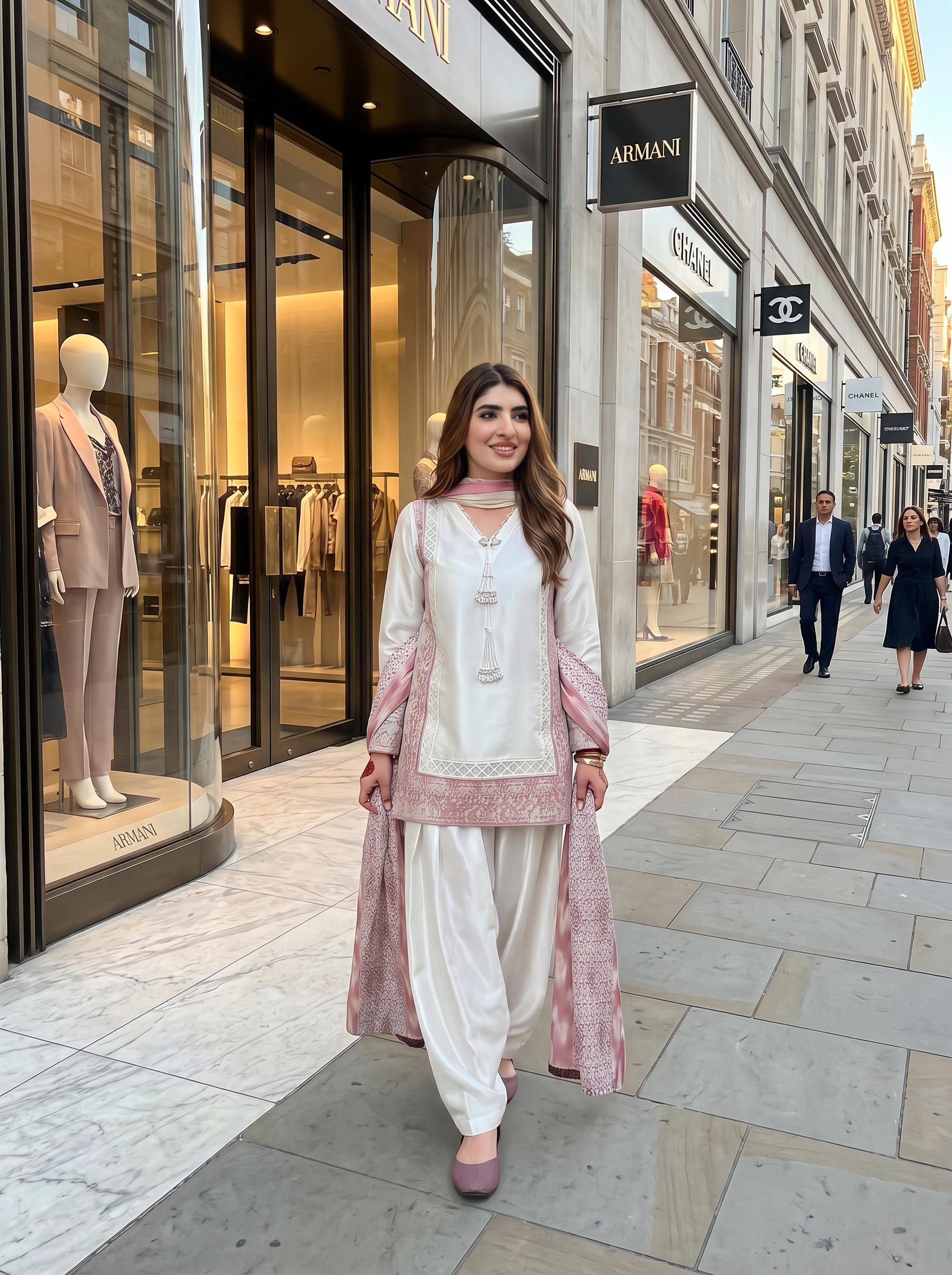 blush pink embroidered modest outfit