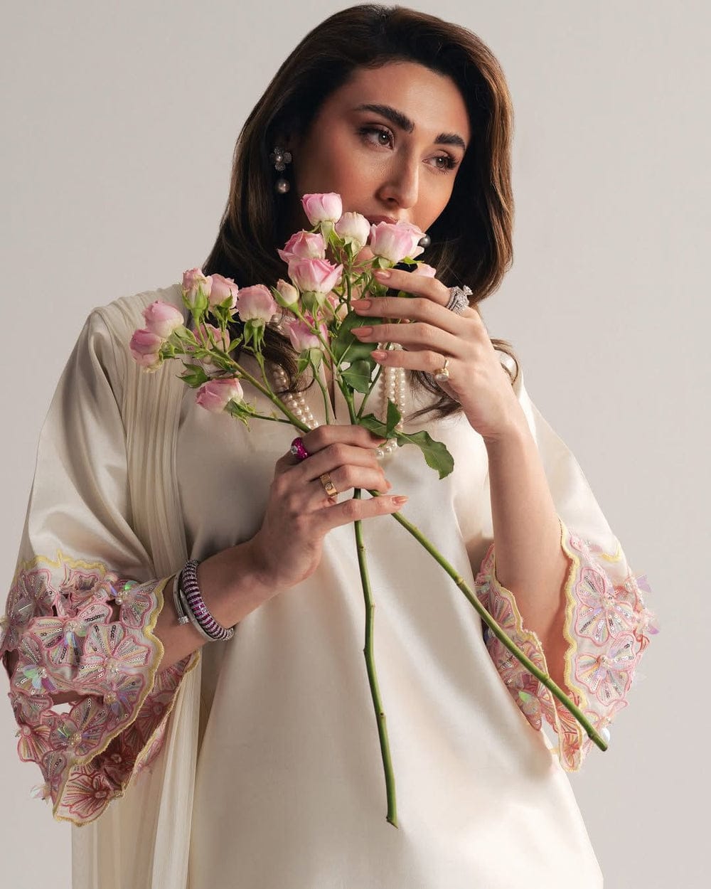 ivory embellished farshi suit women