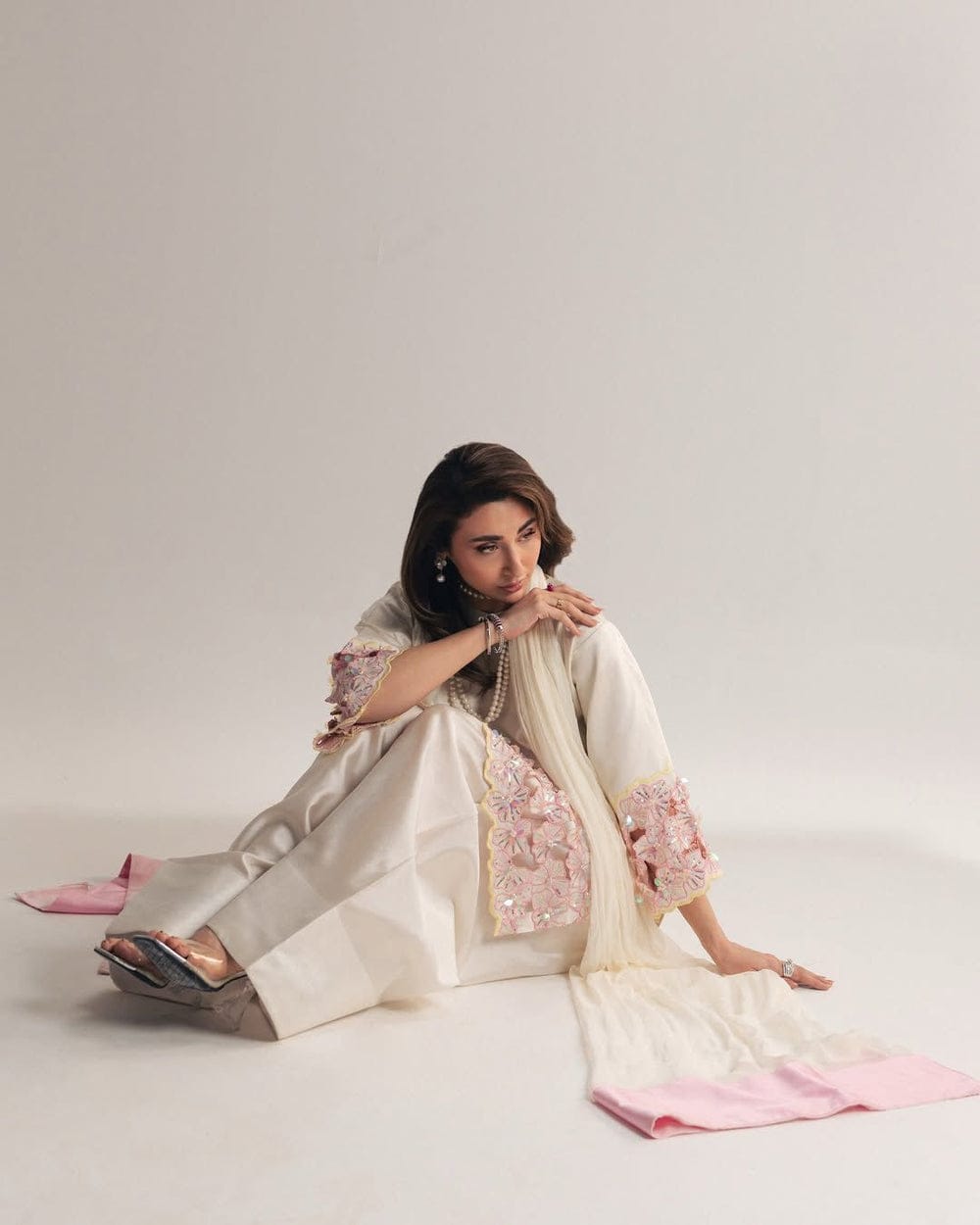 engagement wear farshi set ivory blush