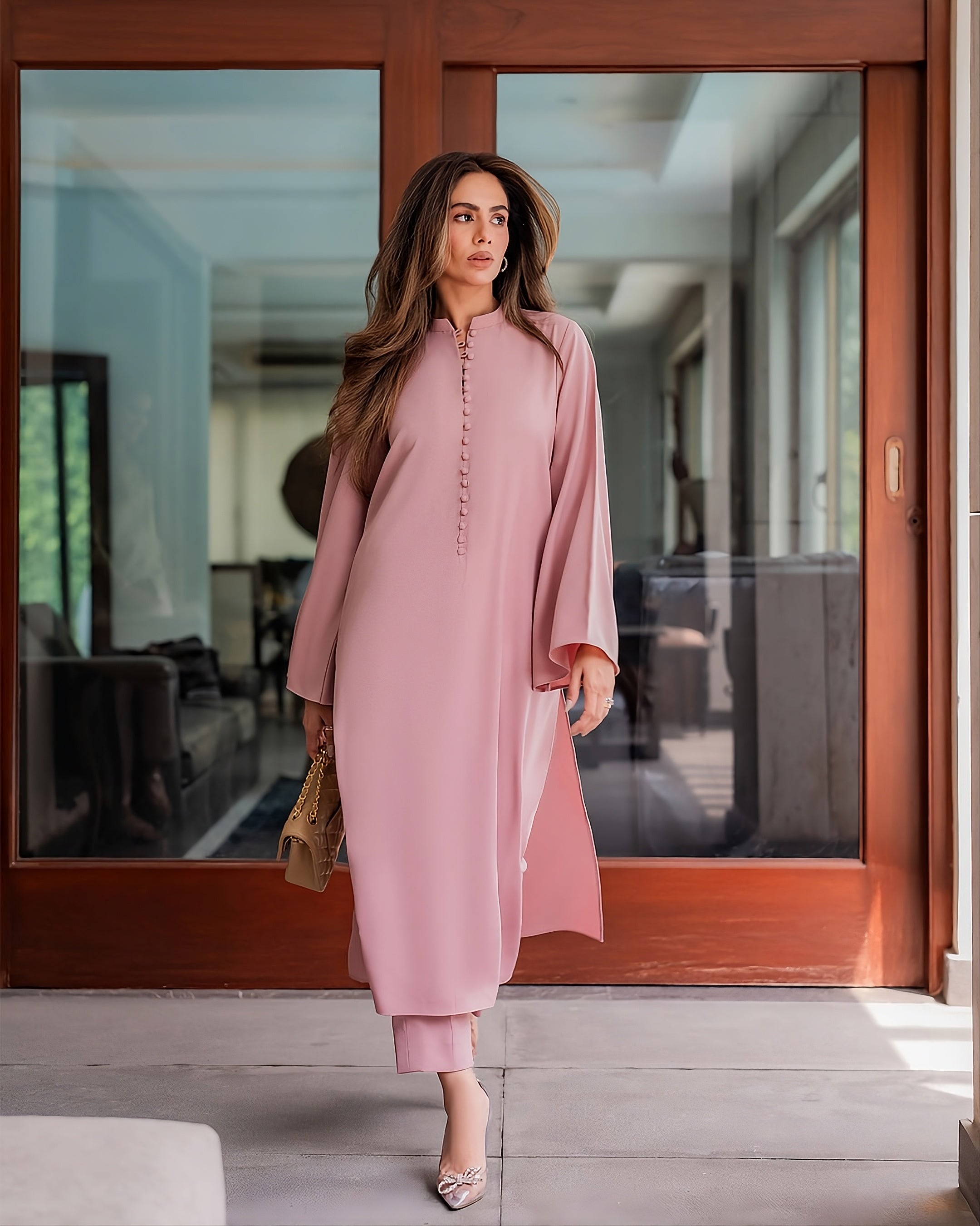 Blush Serenity Buttonline Signature Modest Co-Ord Set