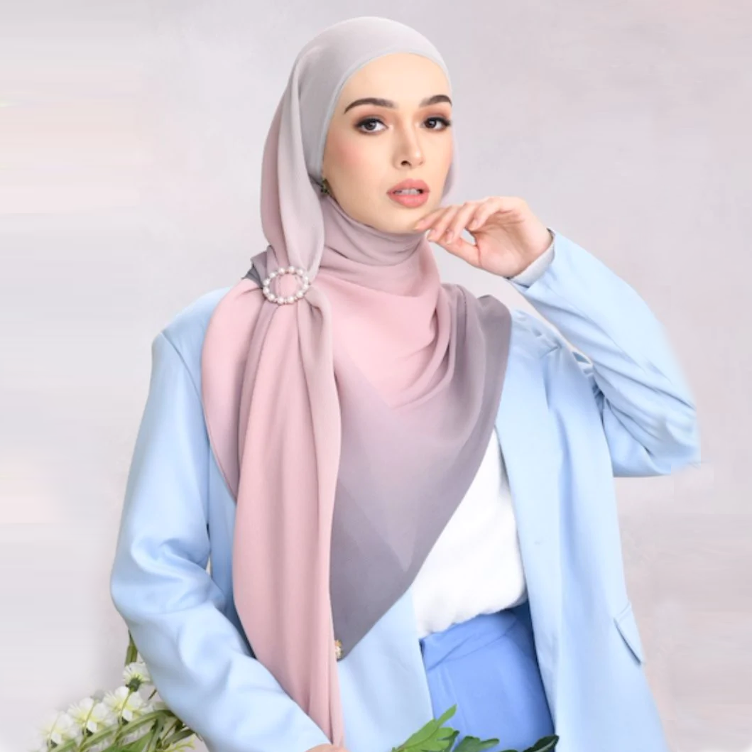 blush grey crush chiffon hijab headscarf women