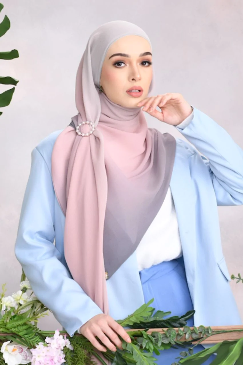 lightweight blush grey modest hijab chiffon