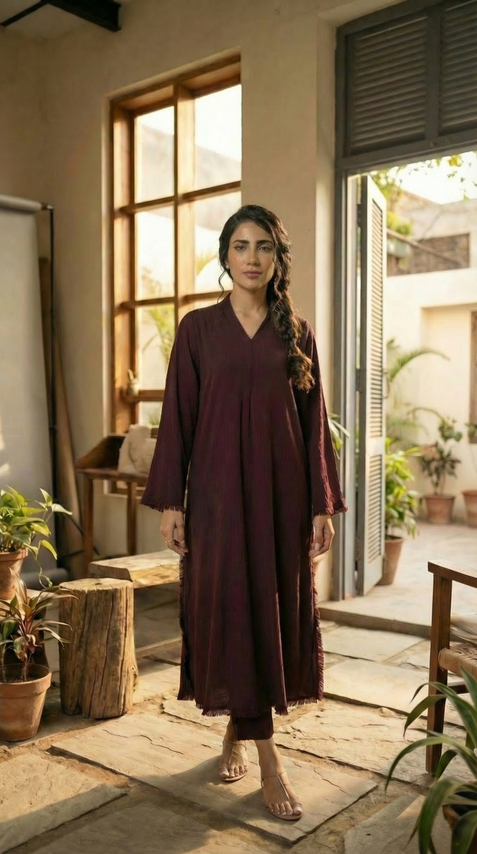 Burgundy GraceFlow Modest Co-Ord Set