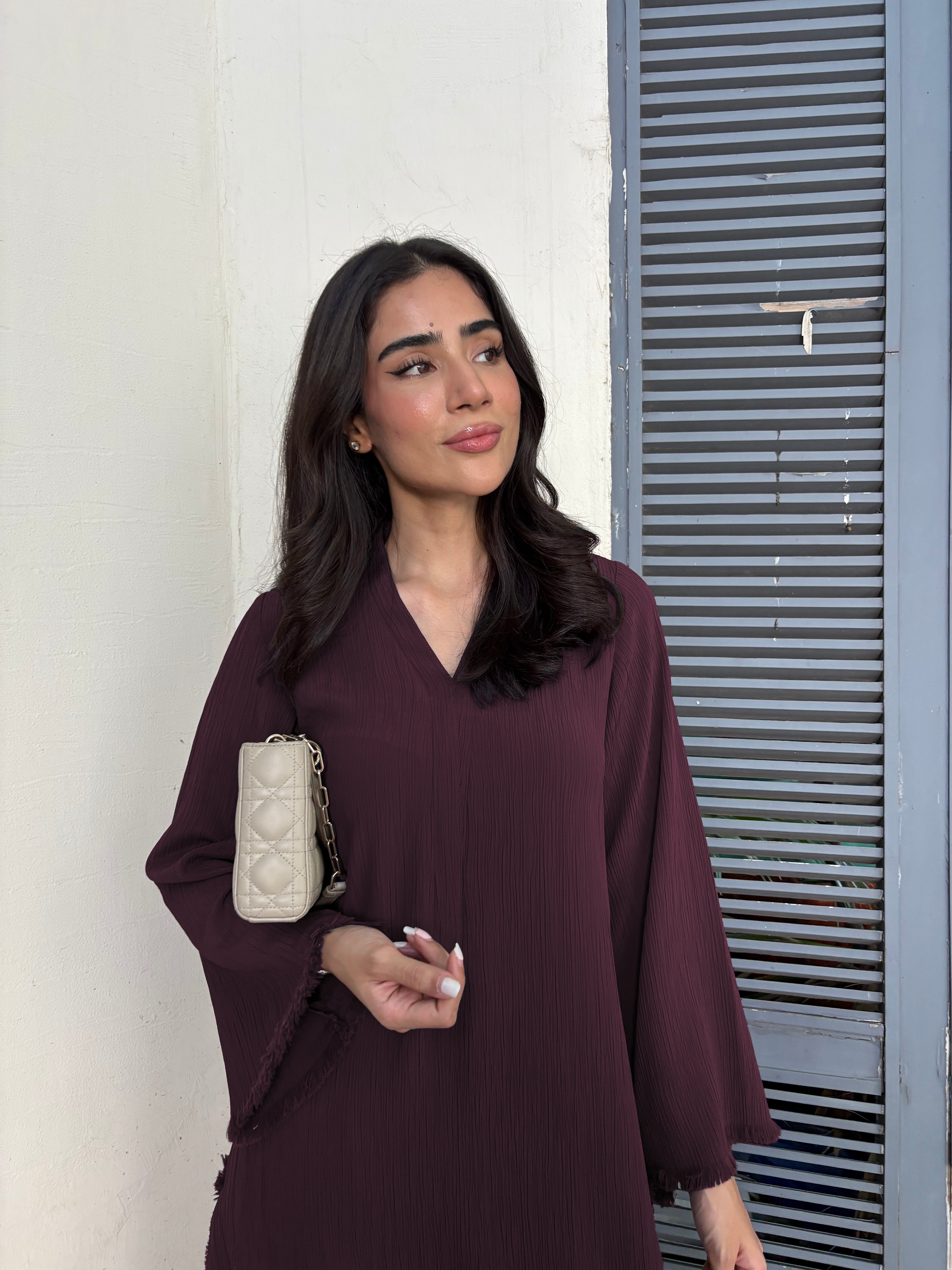 burgundy flowy modest co ord set women