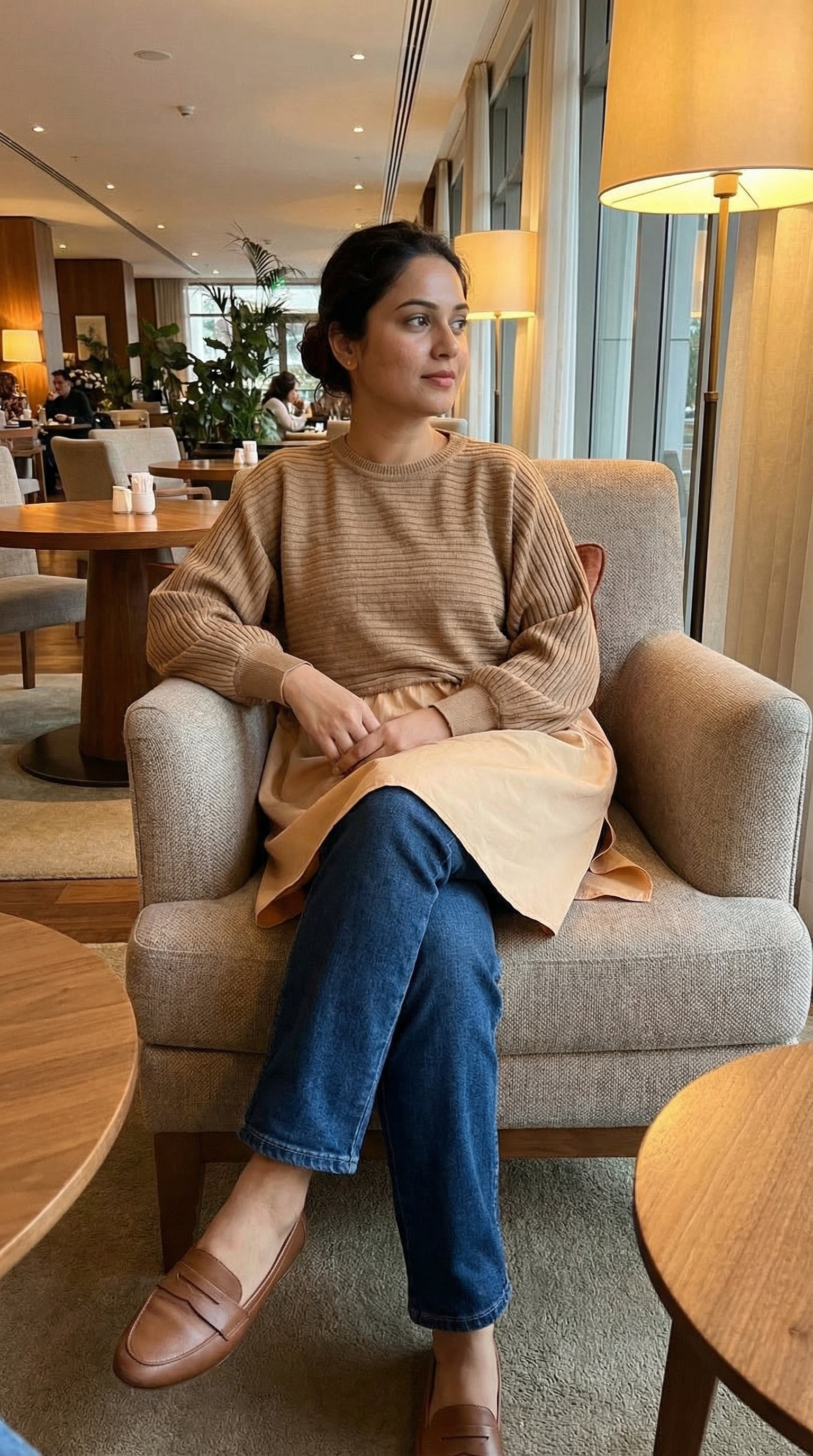 Camel Cream Modest Two-Tone Elegant Tunic