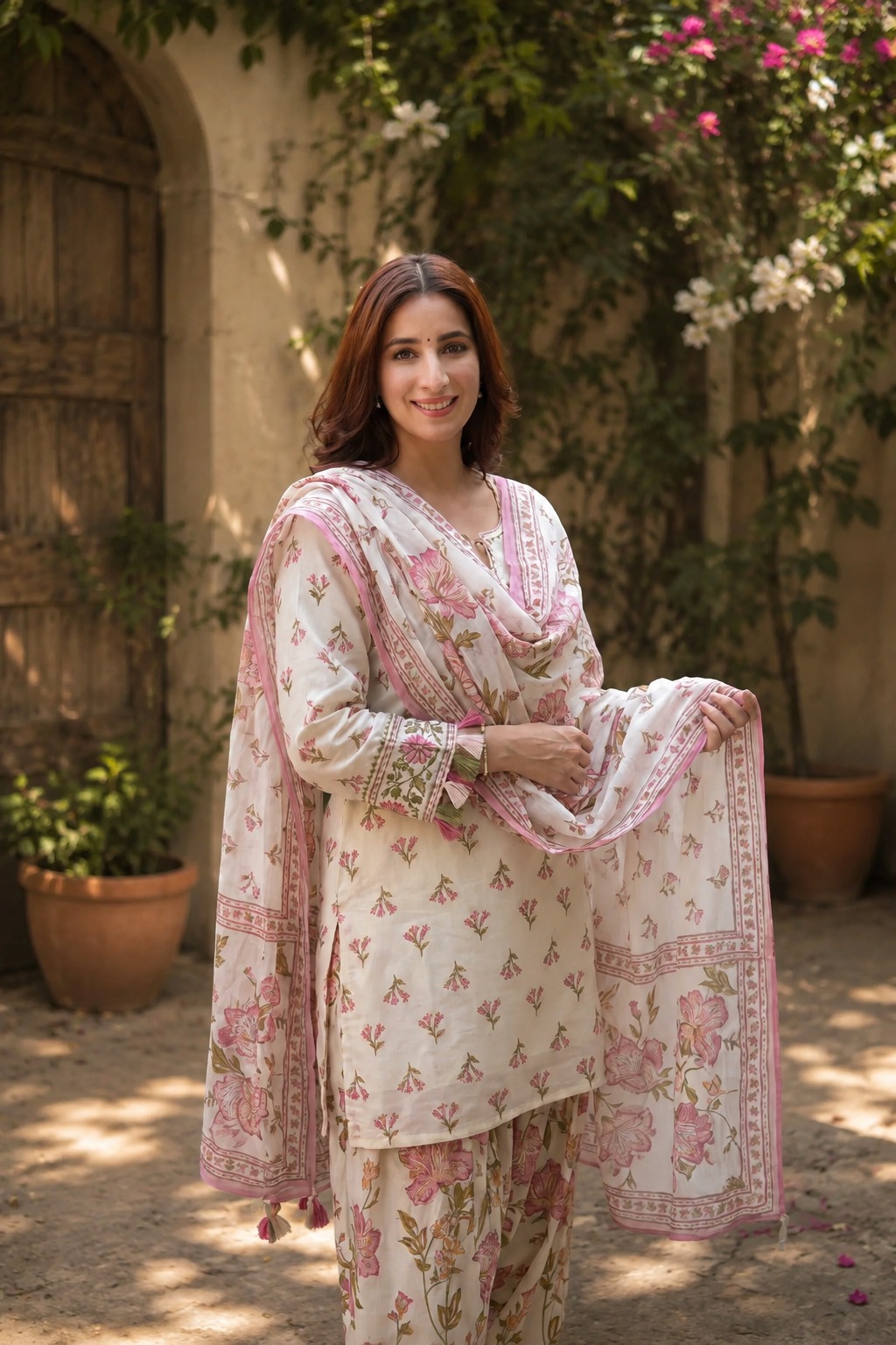 Rosewood Petal Atelier Muslin Farshi Modest Co-ord Set