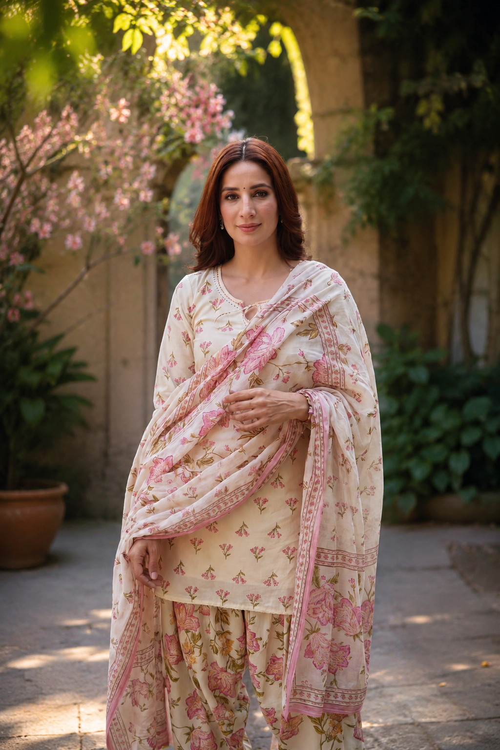 Rosewood Petal Atelier Muslin Farshi Modest Co-ord Set