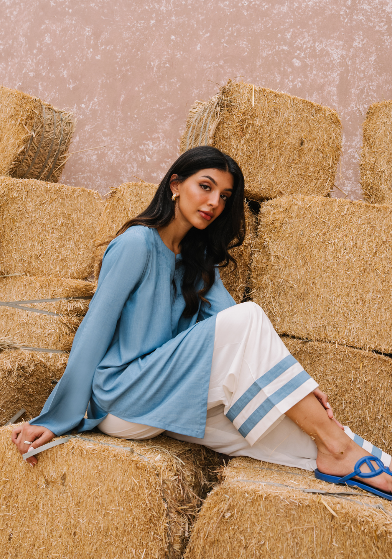 Dusty Blue Ease Signature Modest Co-Ord Set