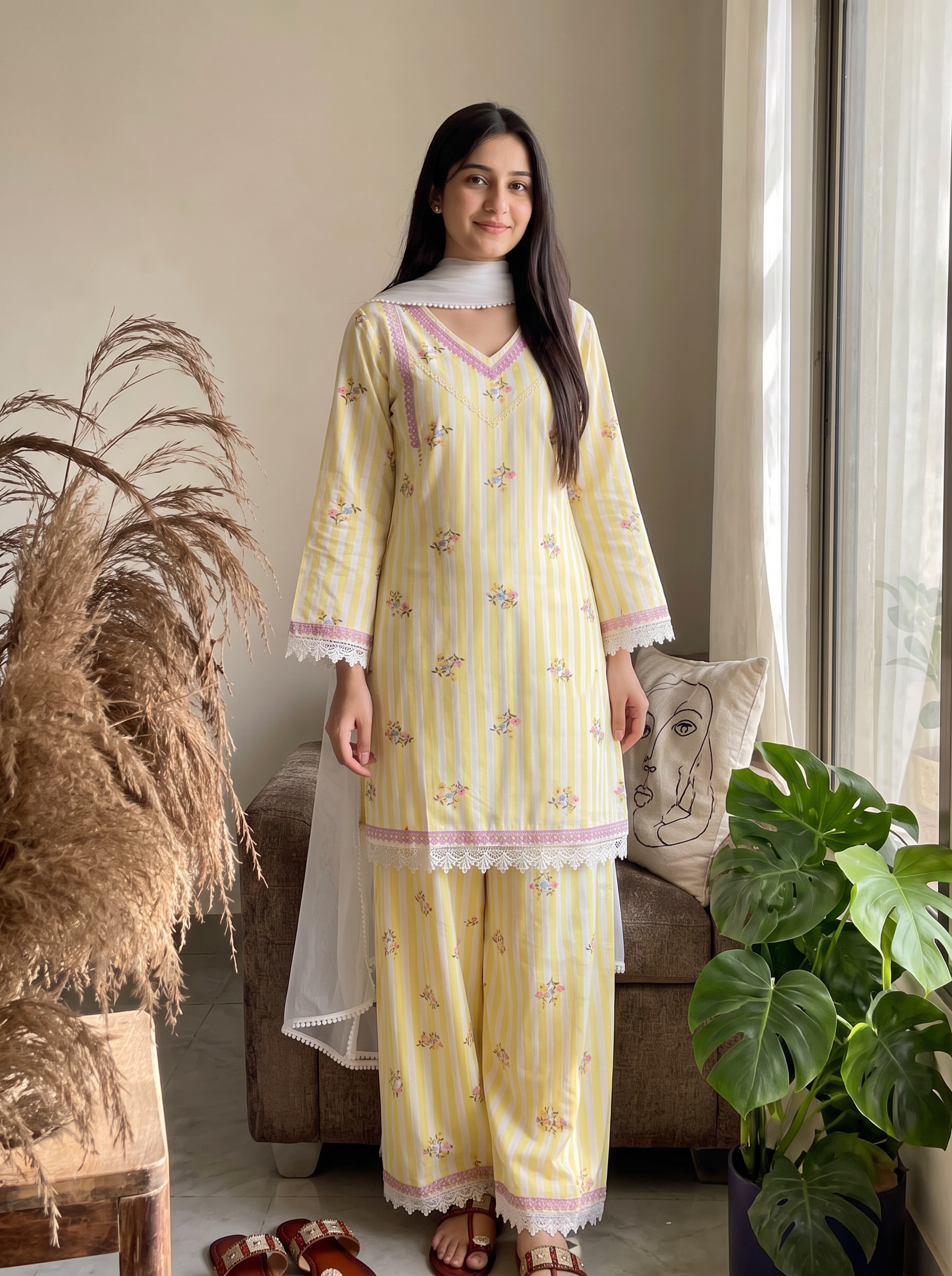 natural crepe floral modest co ord set